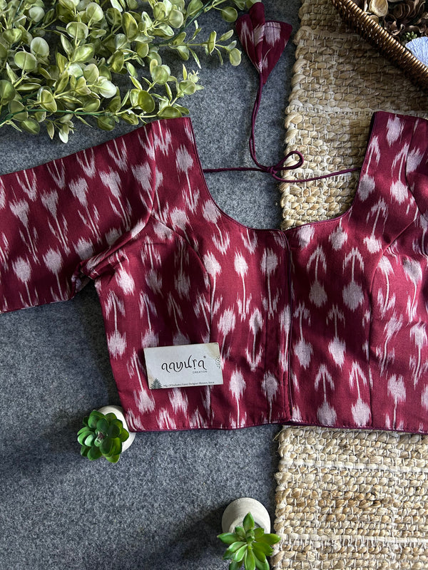 Classic Ikkath Designer Front-Open Blouse