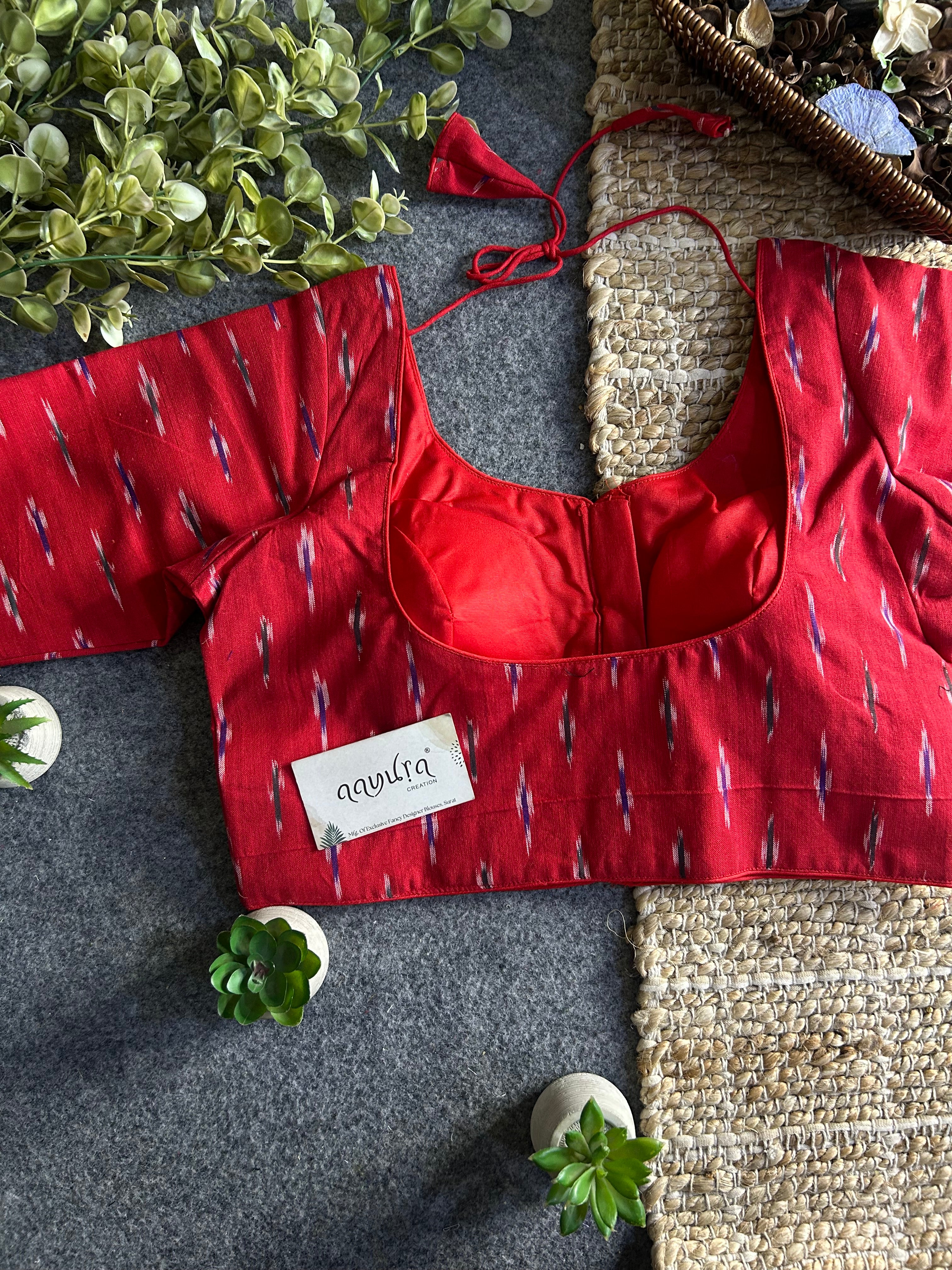 Classic Ikkath Designer Front-Open Blouse