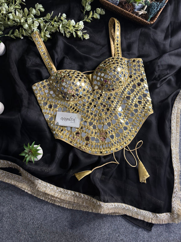 Luxe Bloom Burberry Satin Silk Saree Set