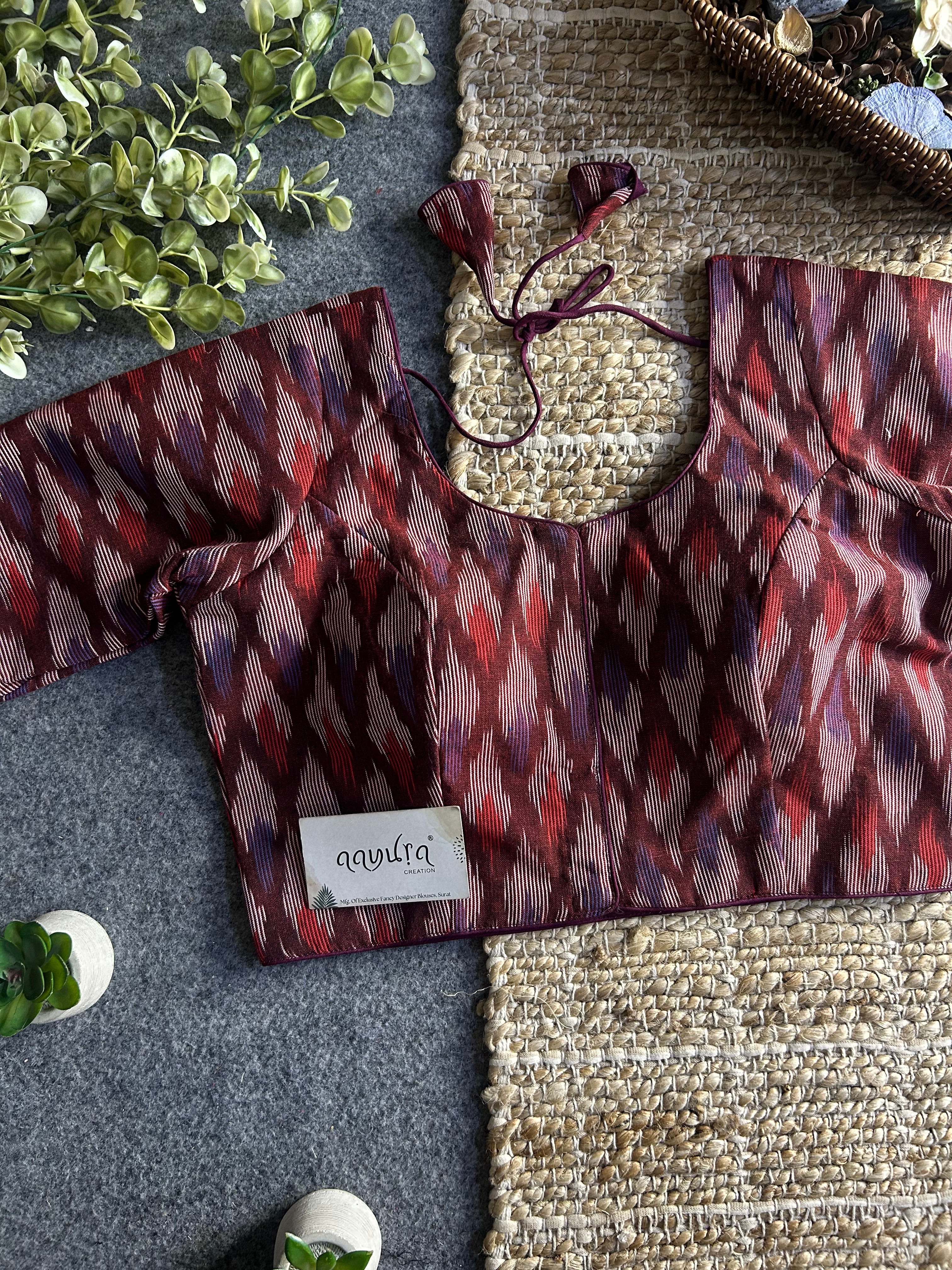 Classic Ikkath Designer Front-Open Blouse