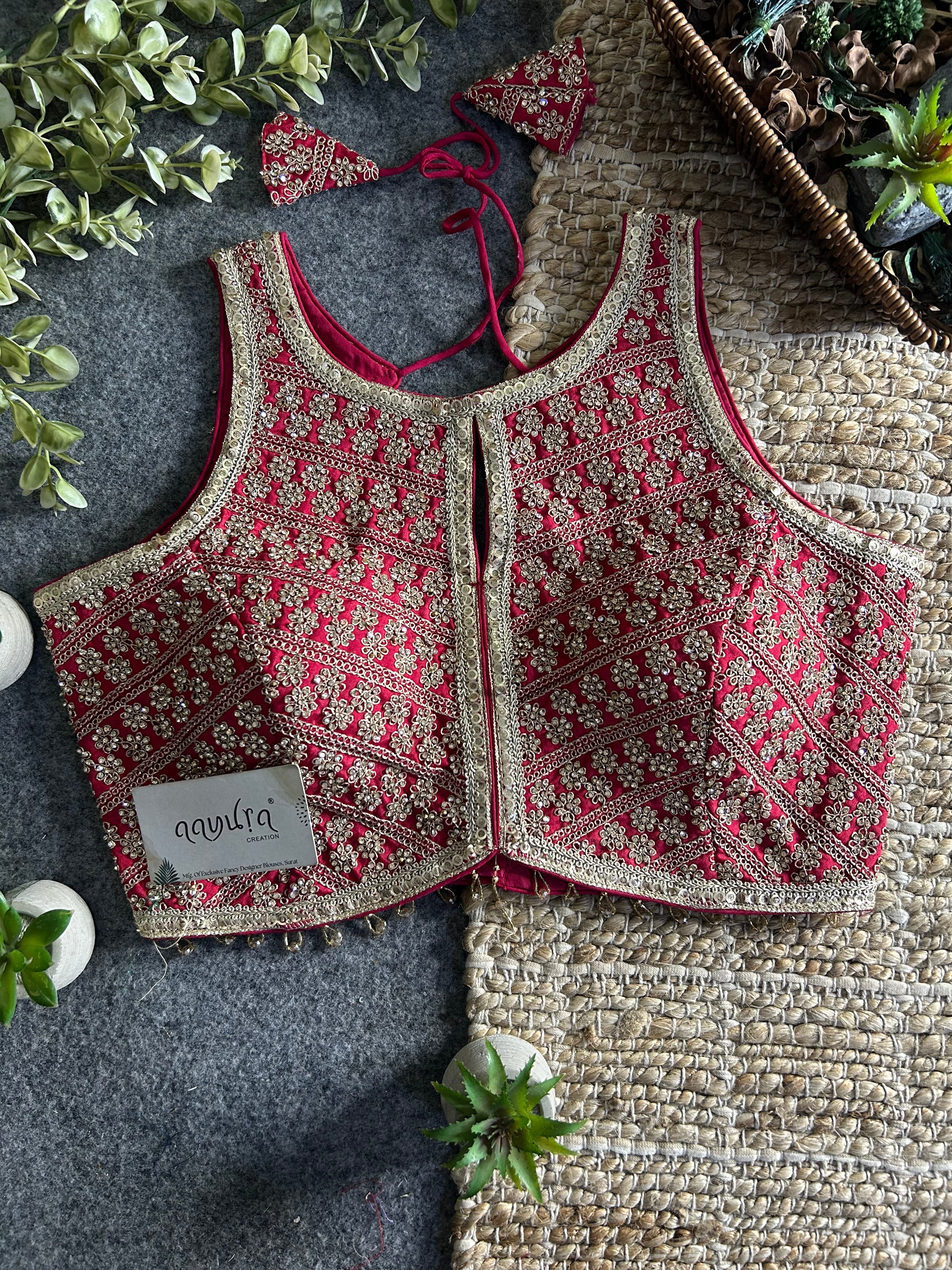 Heavy Stone Work Designer Lace Blouse