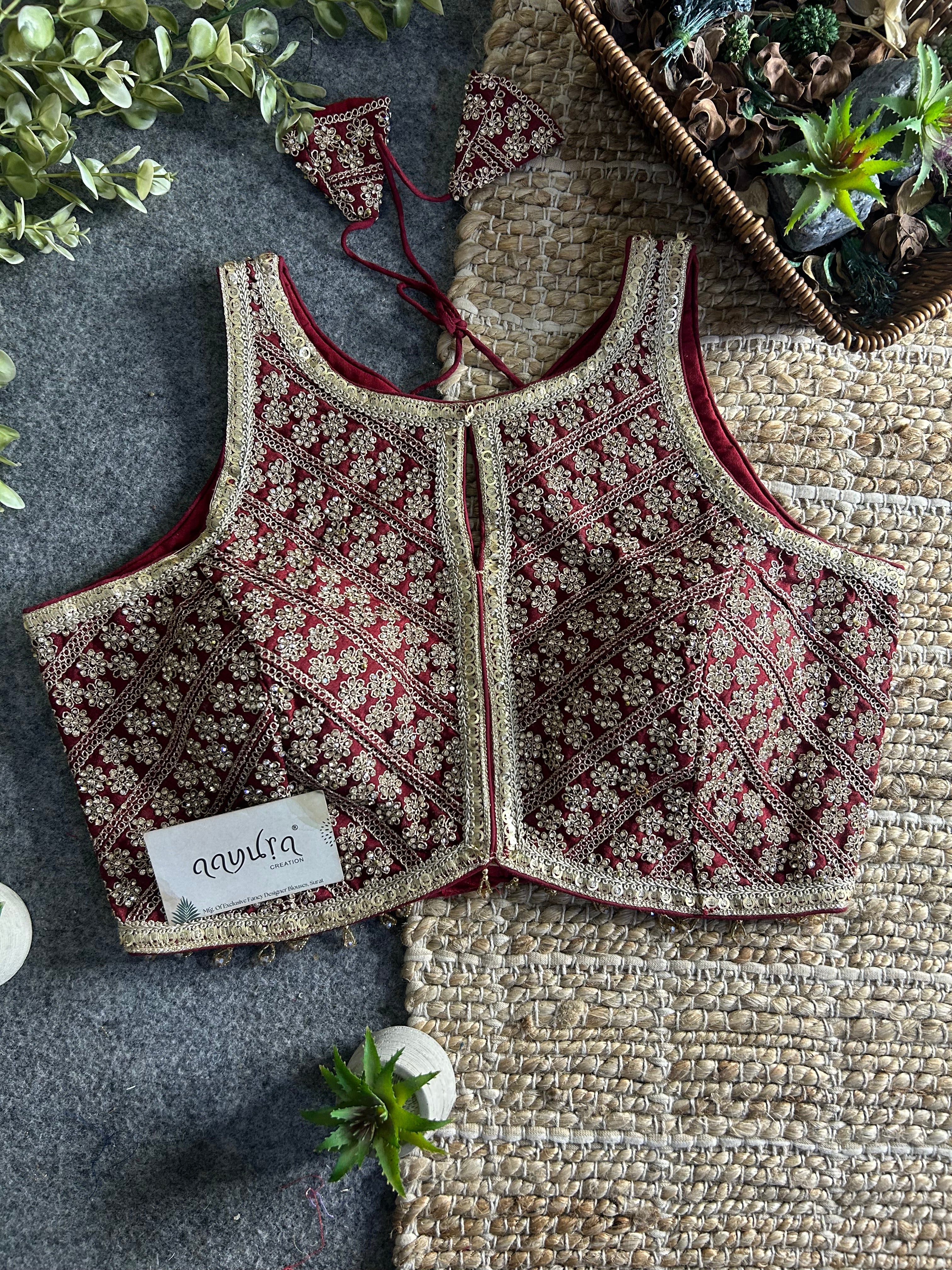 Heavy Stone Work Designer Lace Blouse