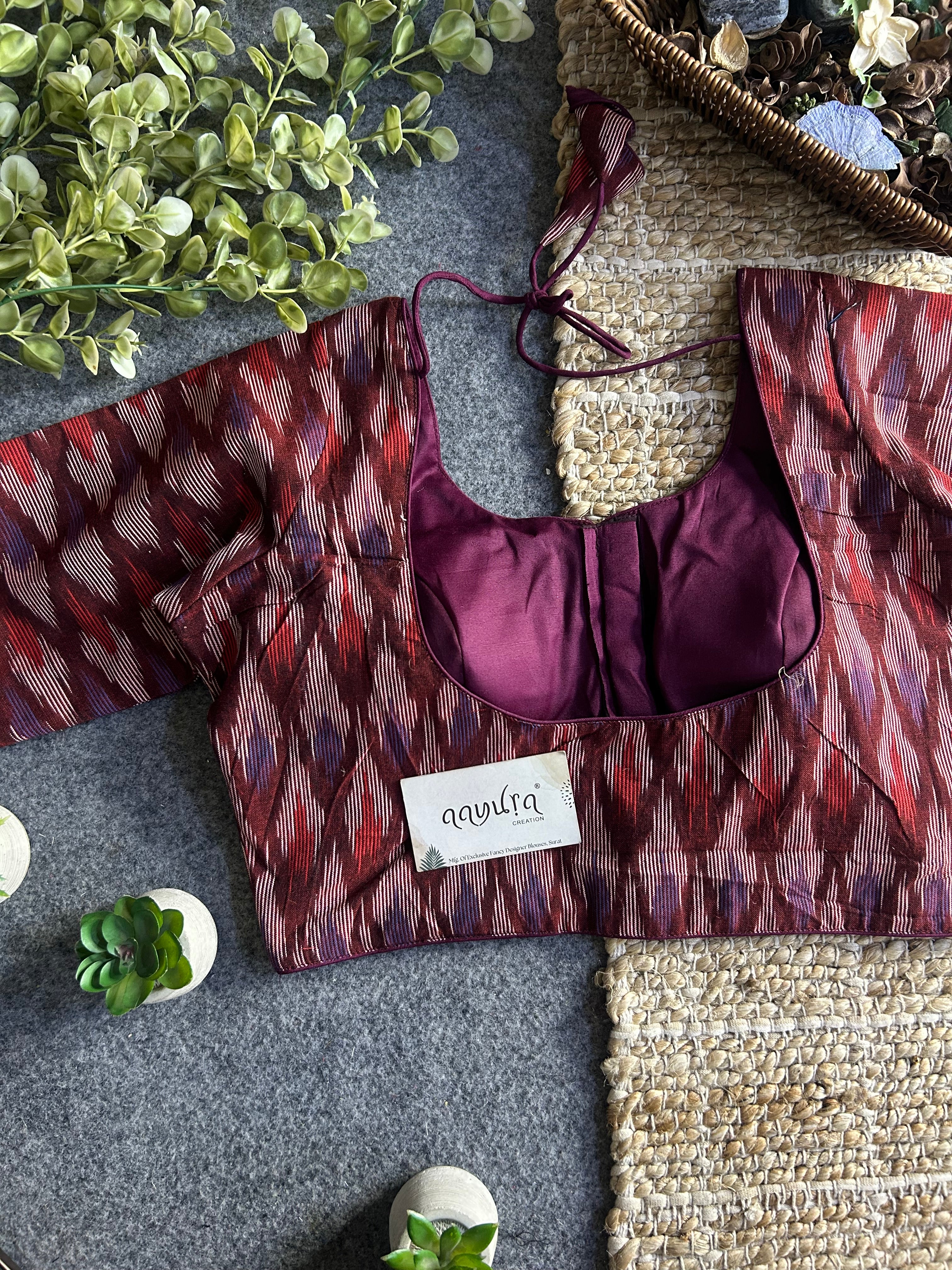 Classic Ikkath Designer Front-Open Blouse