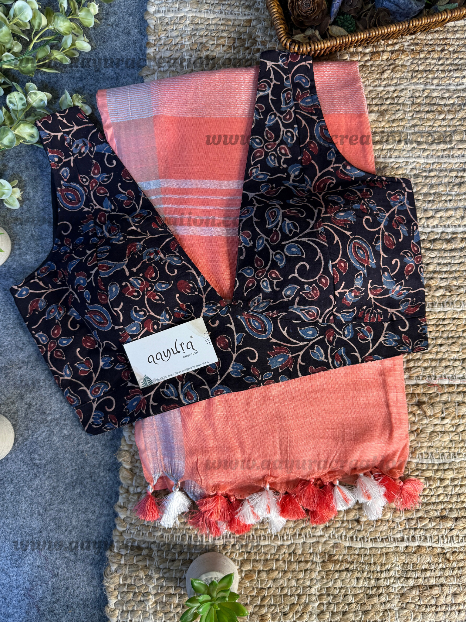 Ajrakh Vibe – Linen Grace Combo