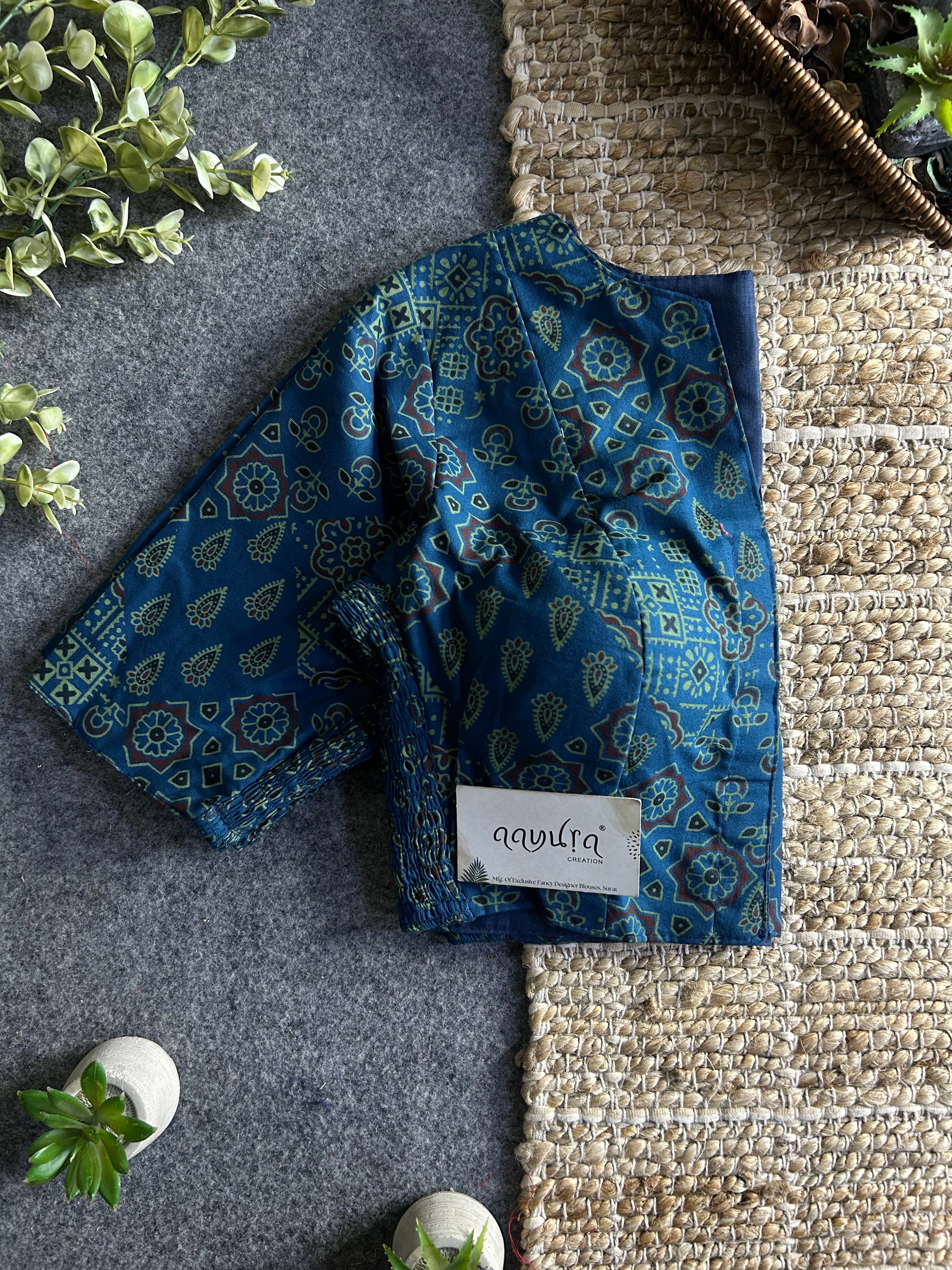 Comfort Fit Cotton Ajrakh Print Blouse