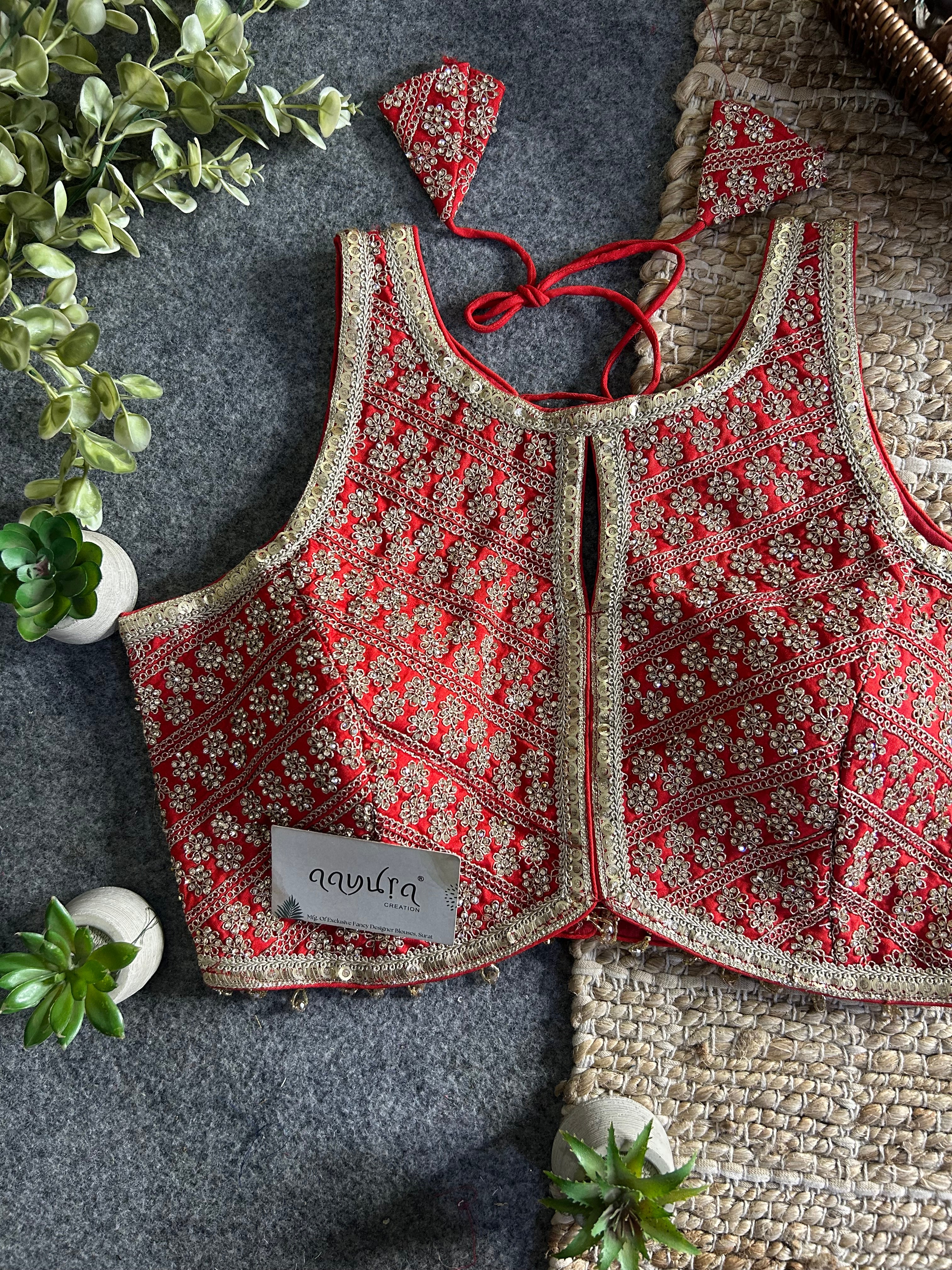 Heavy Stone Work Designer Lace Blouse