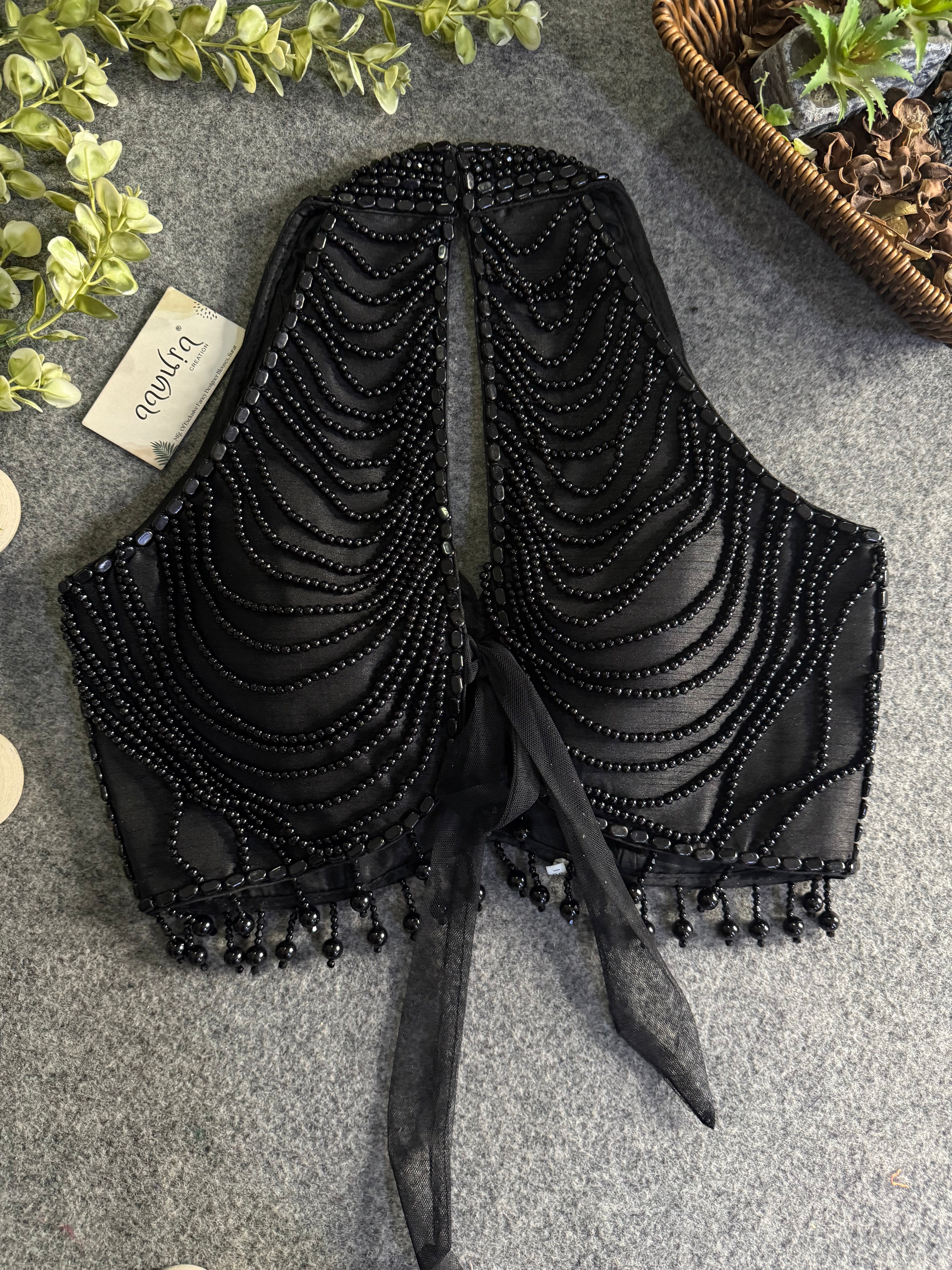 Heavy Pearl Handworked Back-Tie Designer Blouse