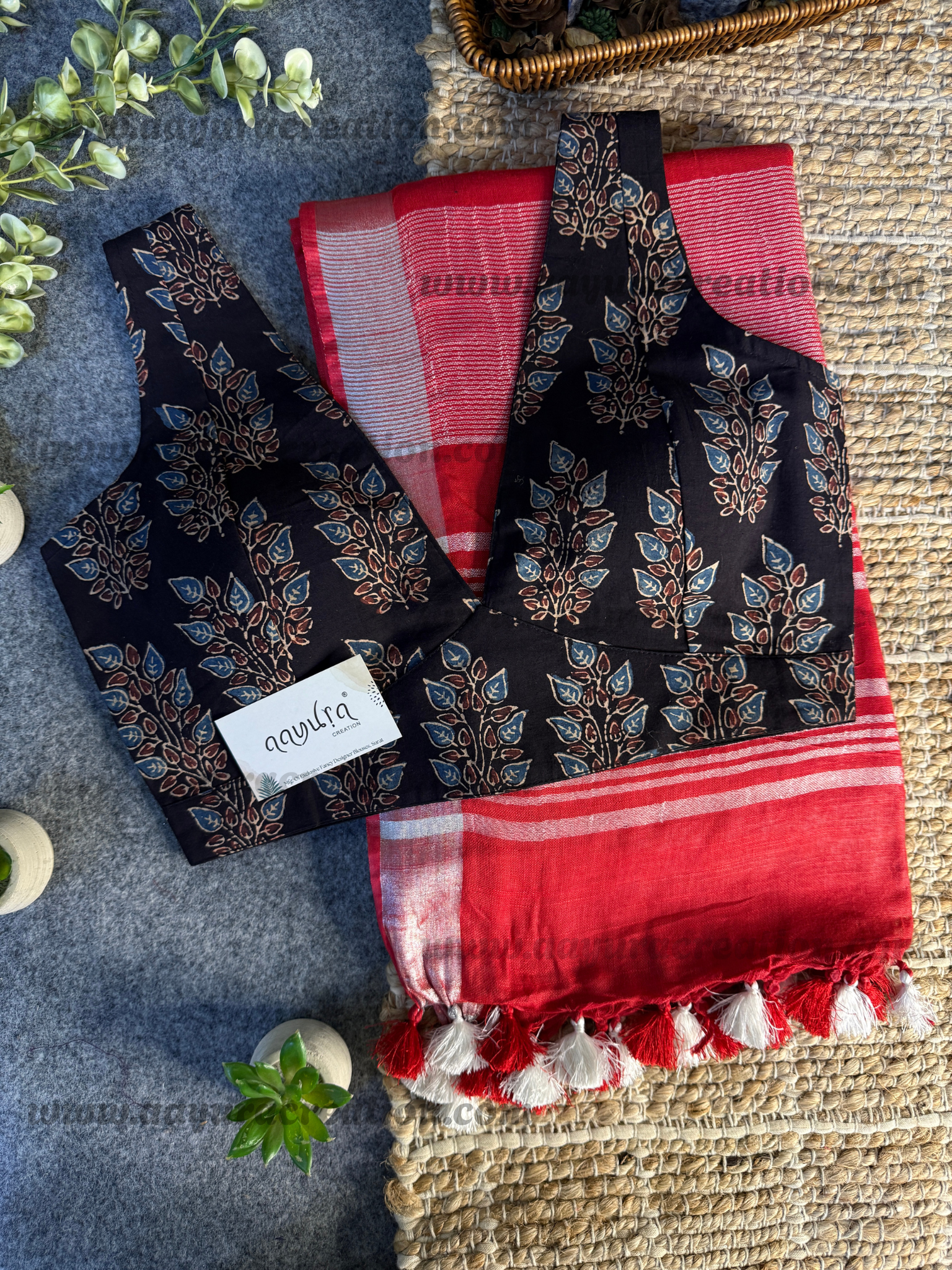 Ajrakh Vibe – Linen Grace Combo