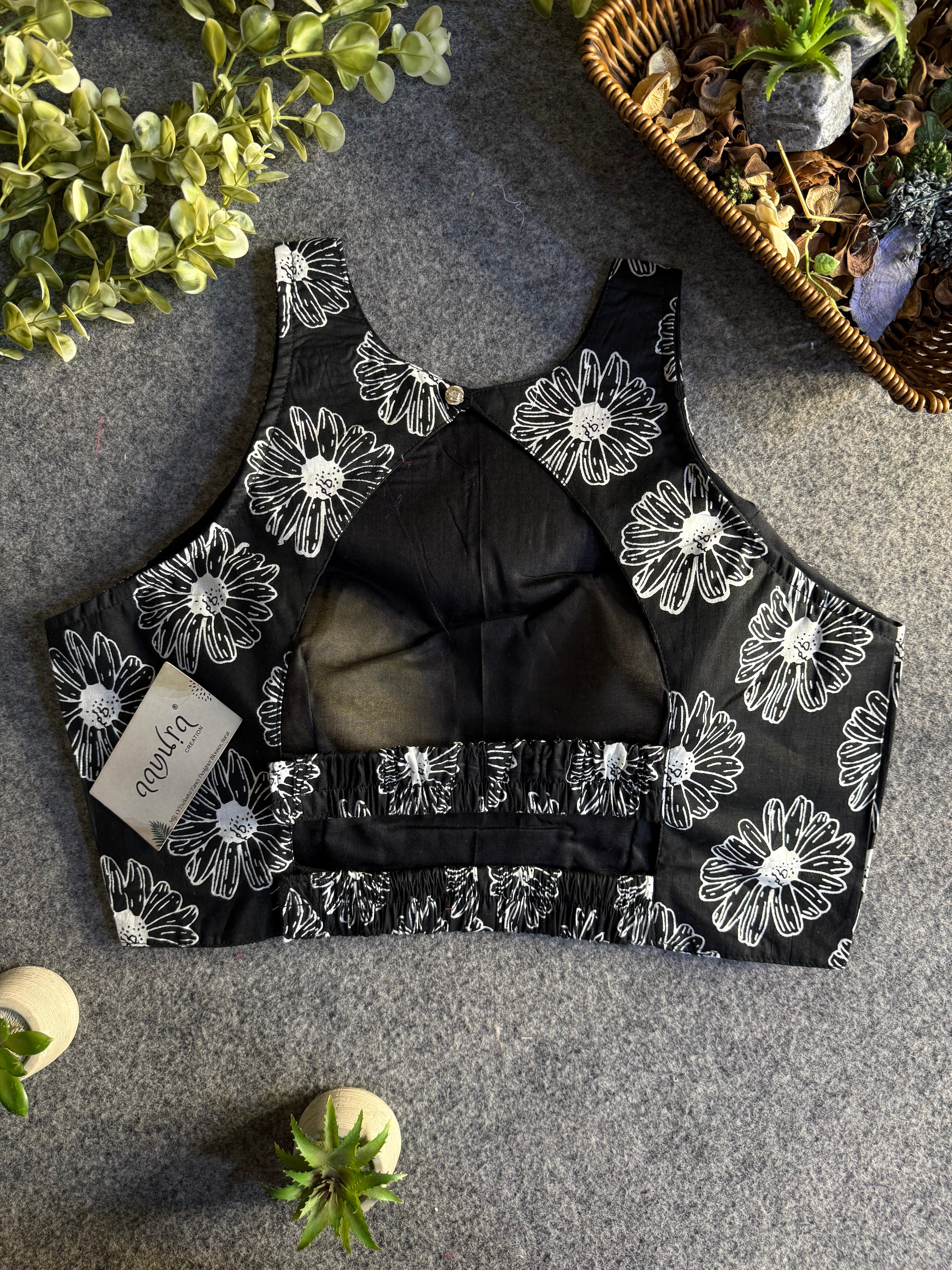 StyleEase Cotton Halter Designer Blouse