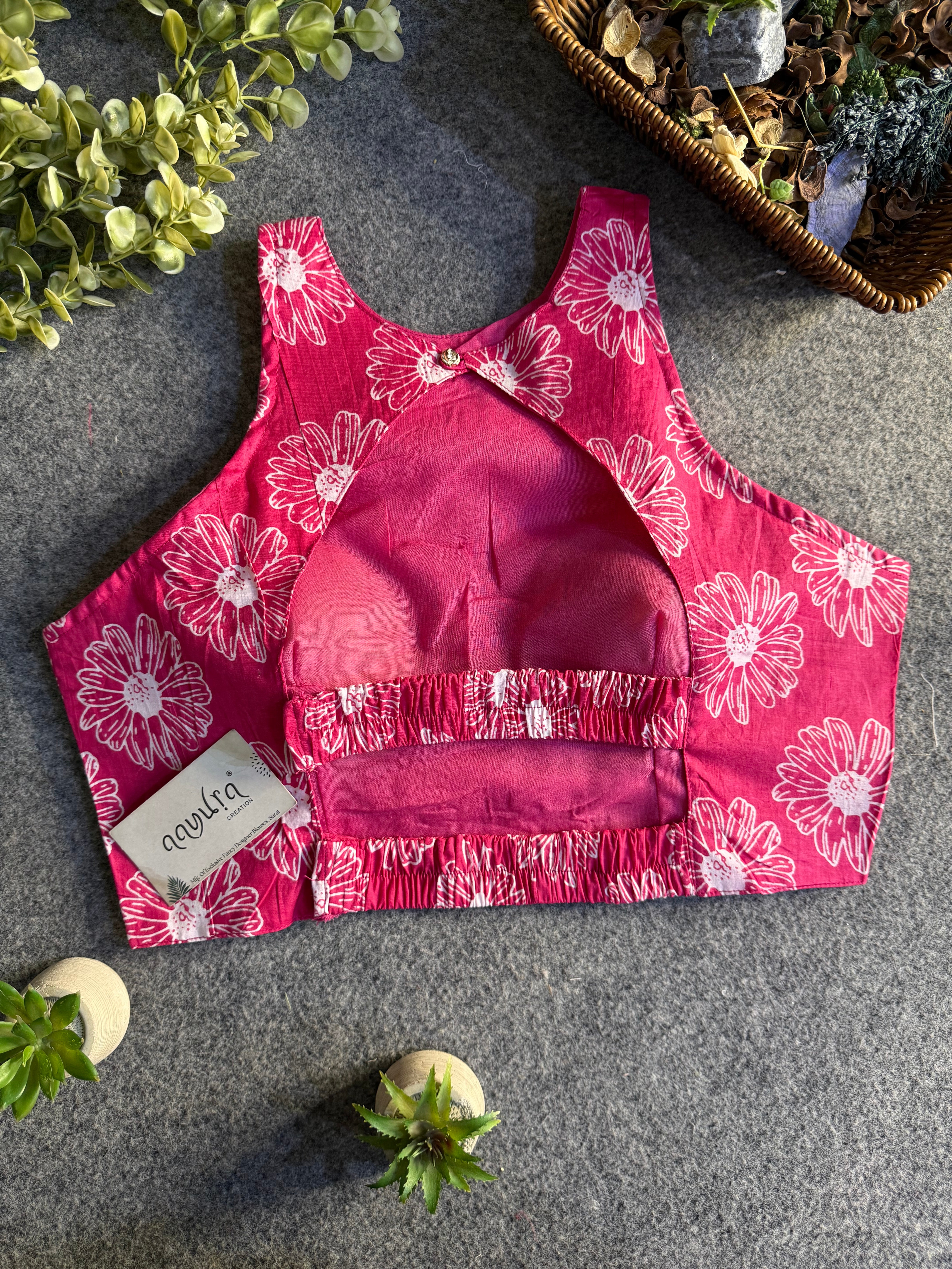 StyleEase Cotton Halter Designer Blouse