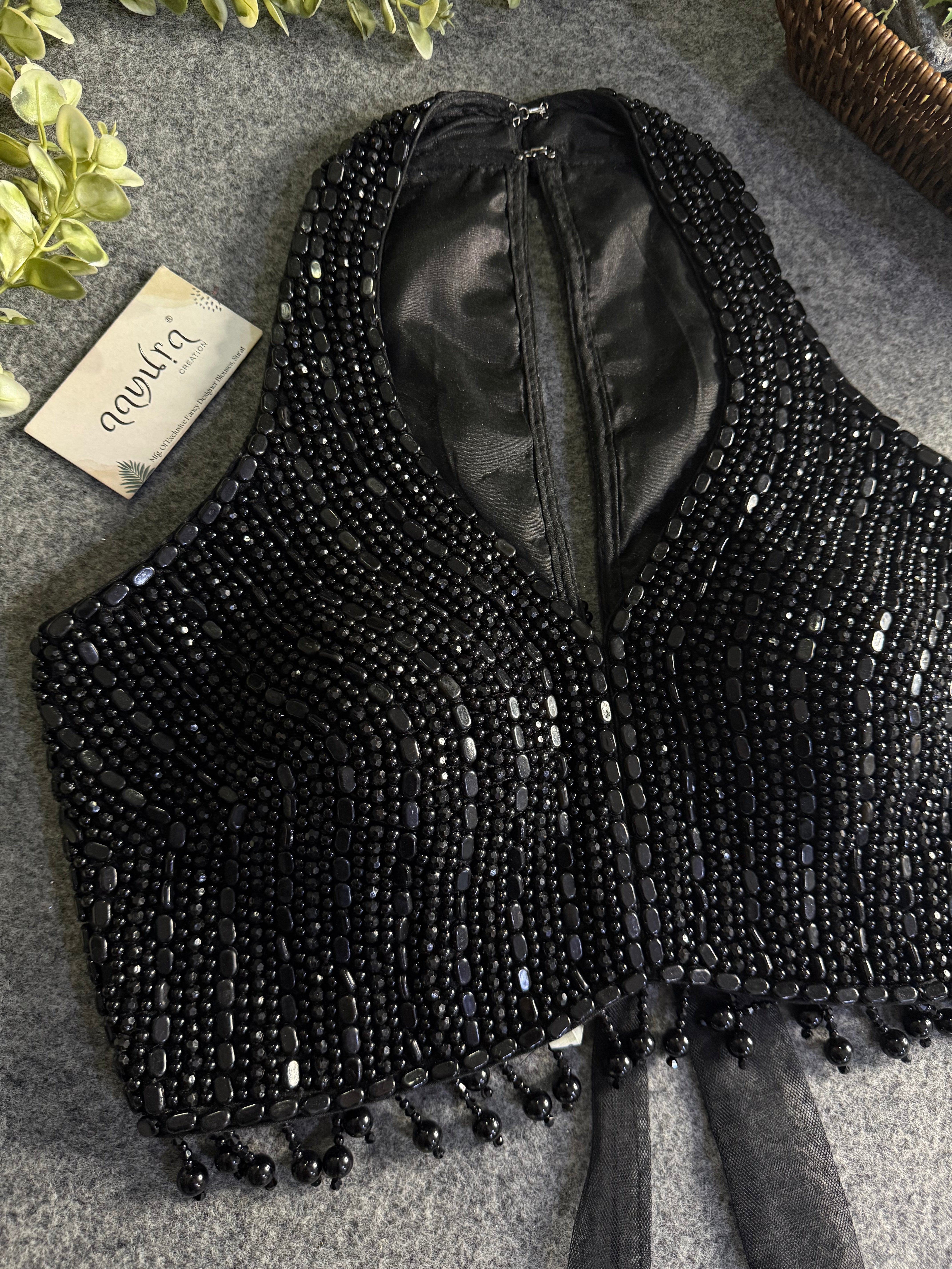 Heavy Pearl Handworked Back-Tie Designer Blouse