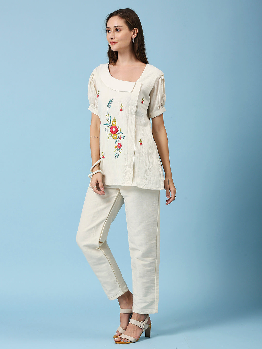 Embroidered Khadi Cotton Summer Top