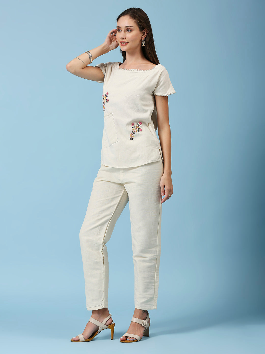 Embroidered Khadi Cotton Summer Top