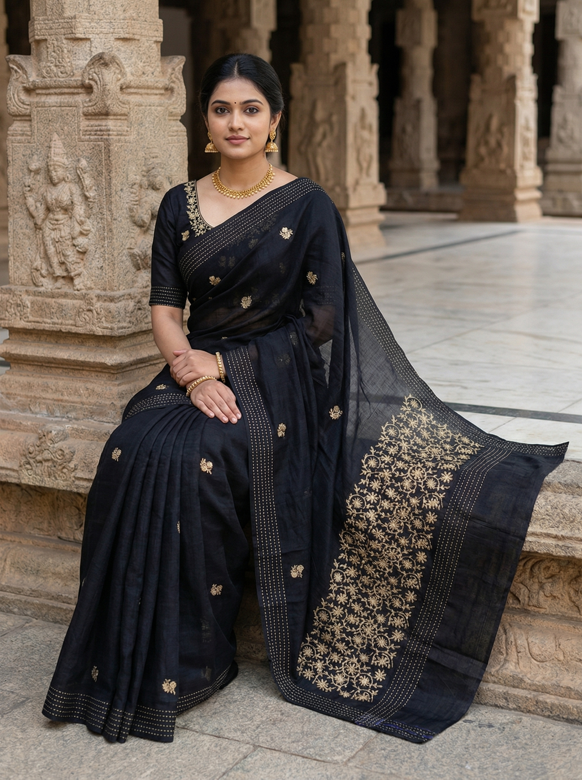 Mahira Black Matka Silk Saree
