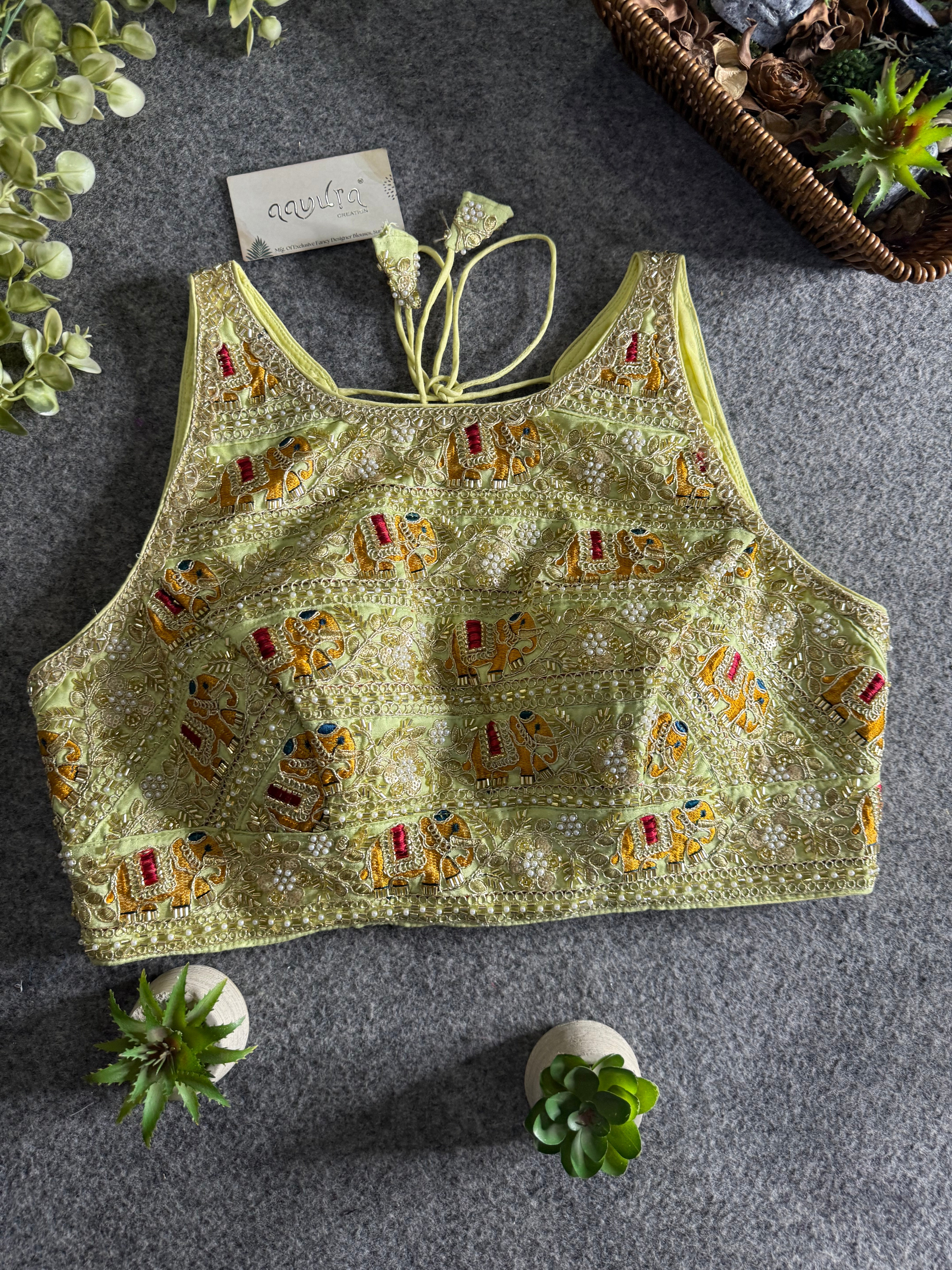 Elegant Sequence Embroidery Lace Work Blouse