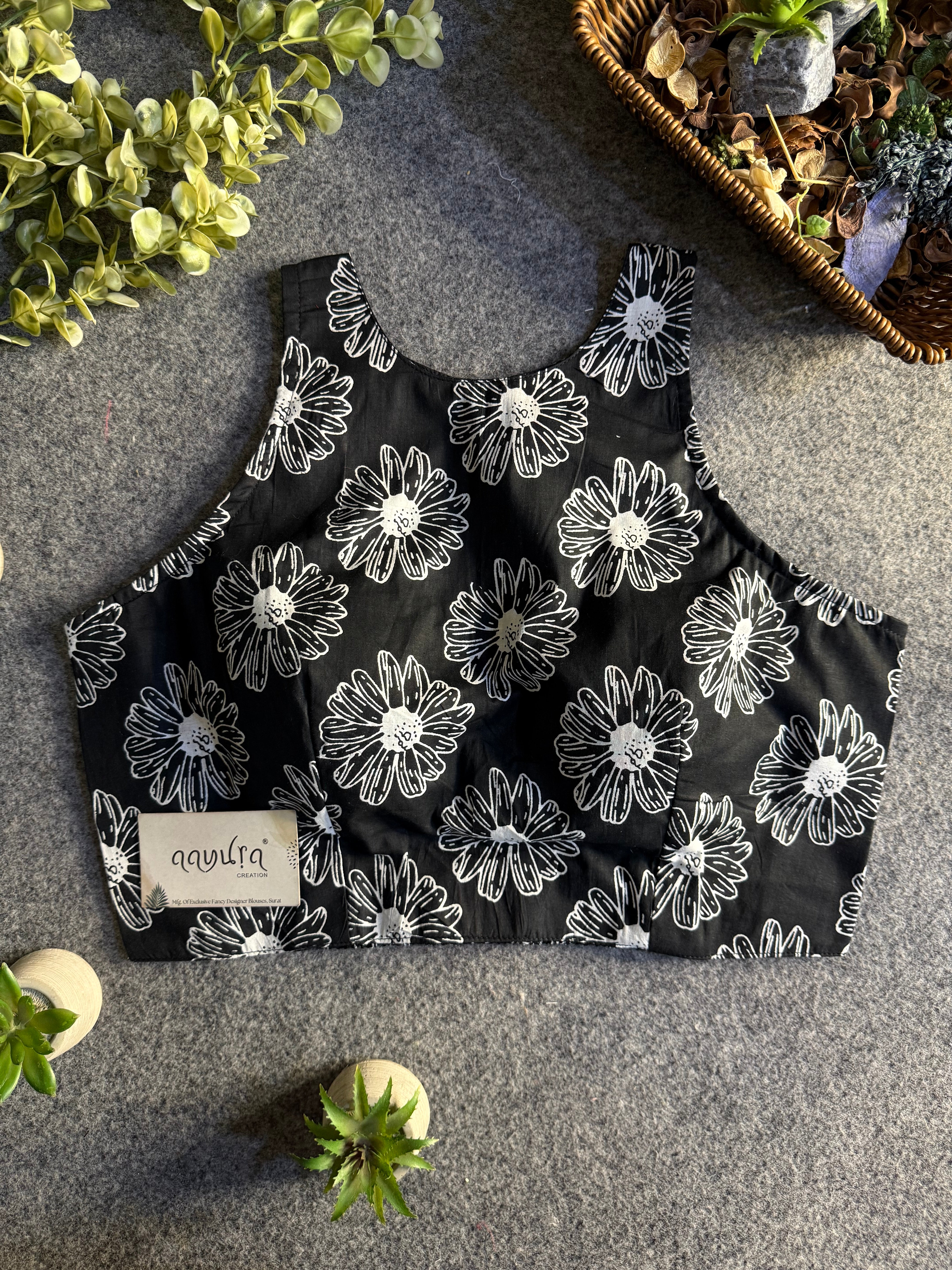 StyleEase Cotton Halter Designer Blouse