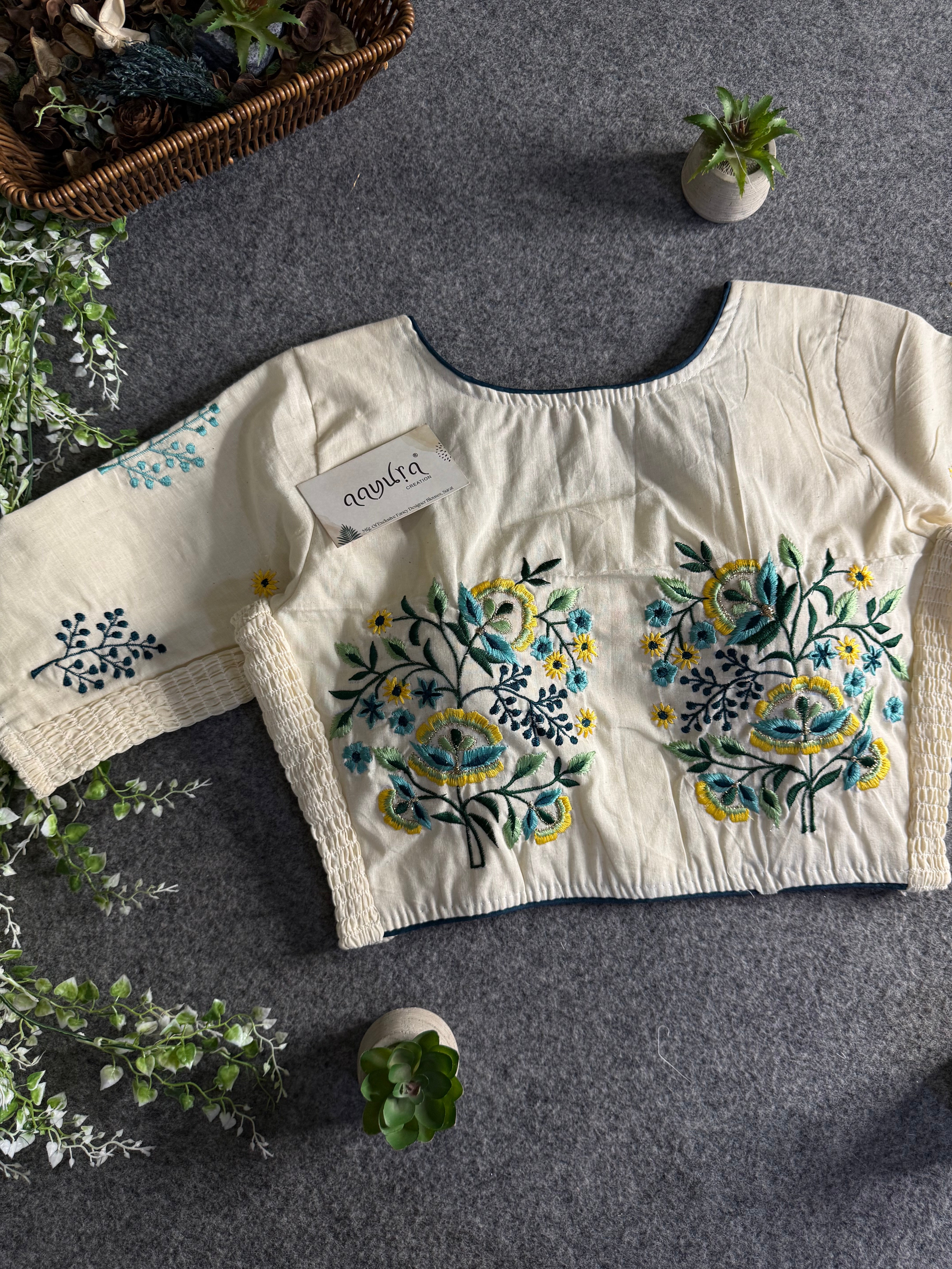 Khadi Threaded Streatchable Blouse