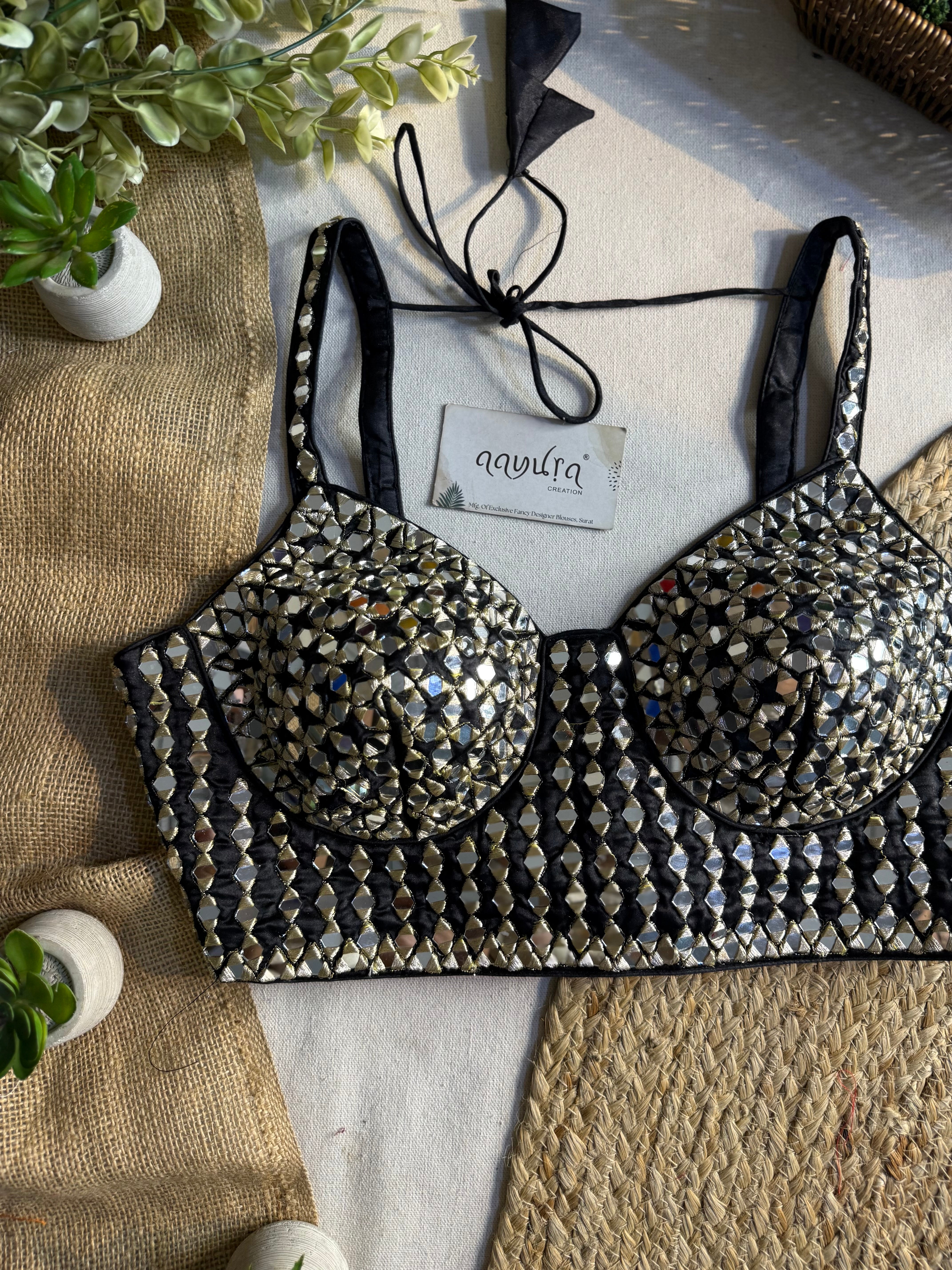 Jashn Mirror Work Strap Blouse