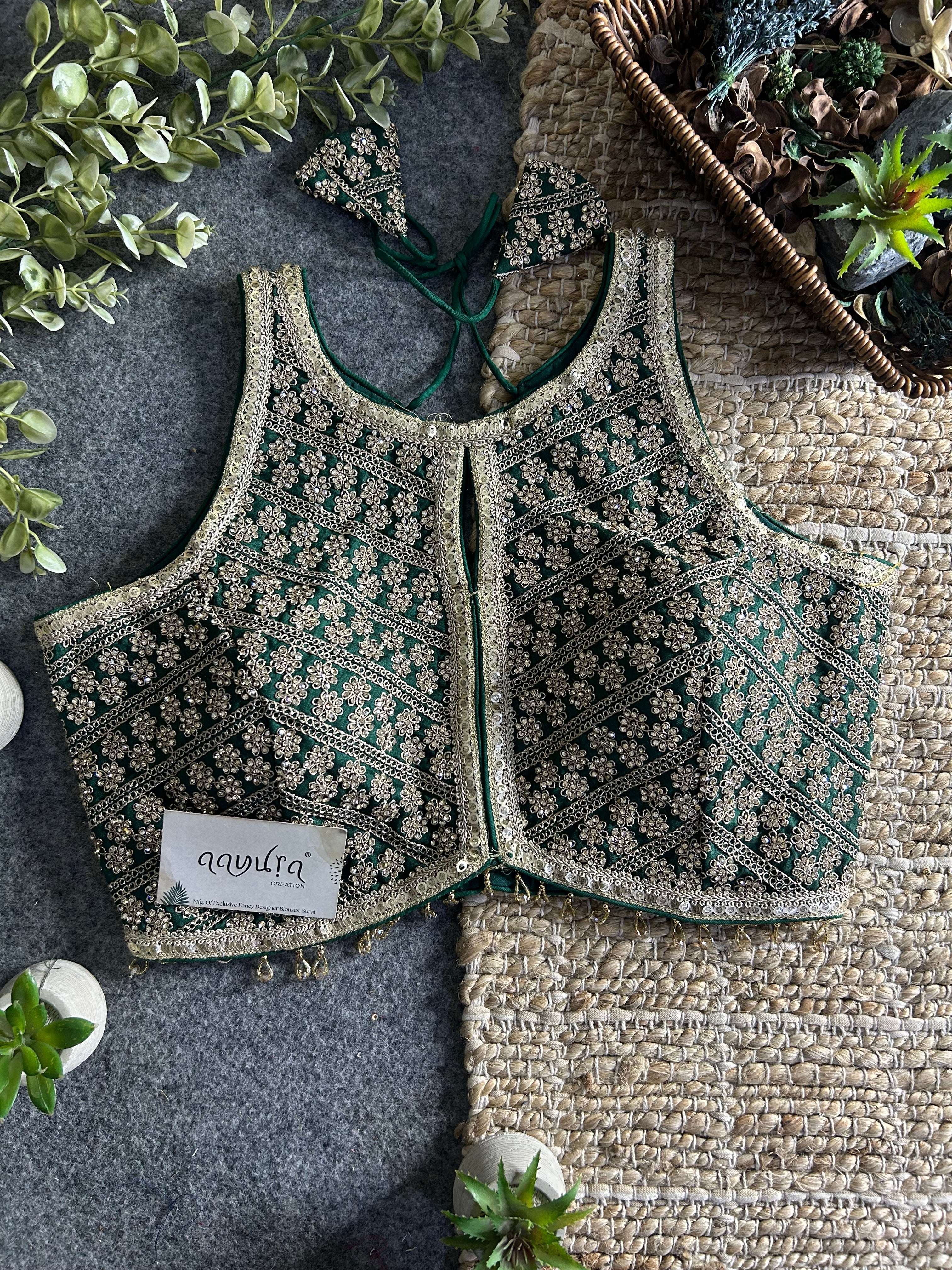 Heavy Stone Work Designer Lace Blouse