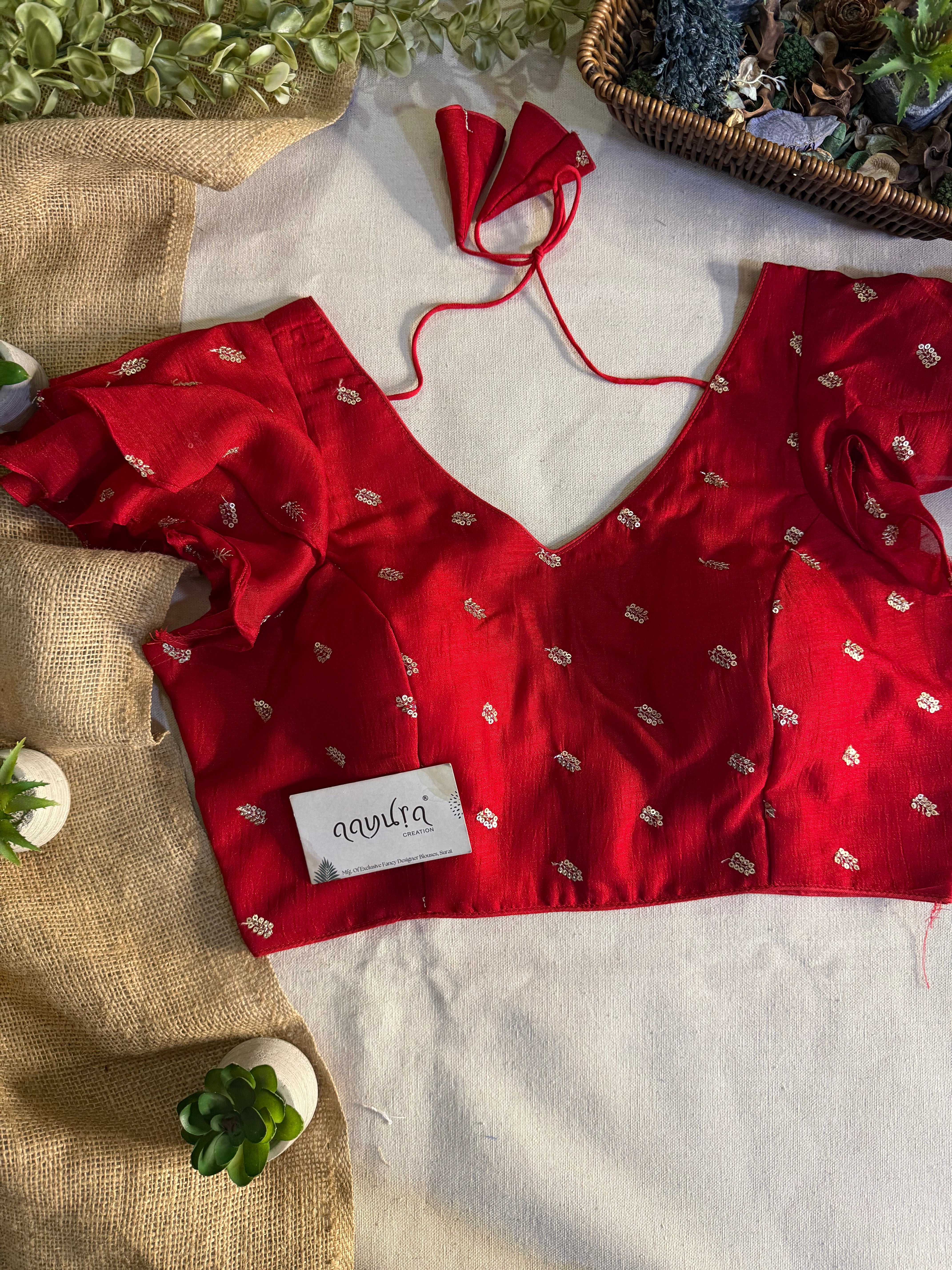 Elegant Frill Vichitra Silk Blouse