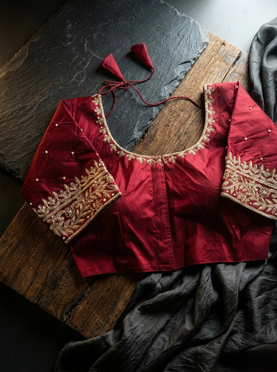 Royal Zardosi Silk Front-Open Blouse