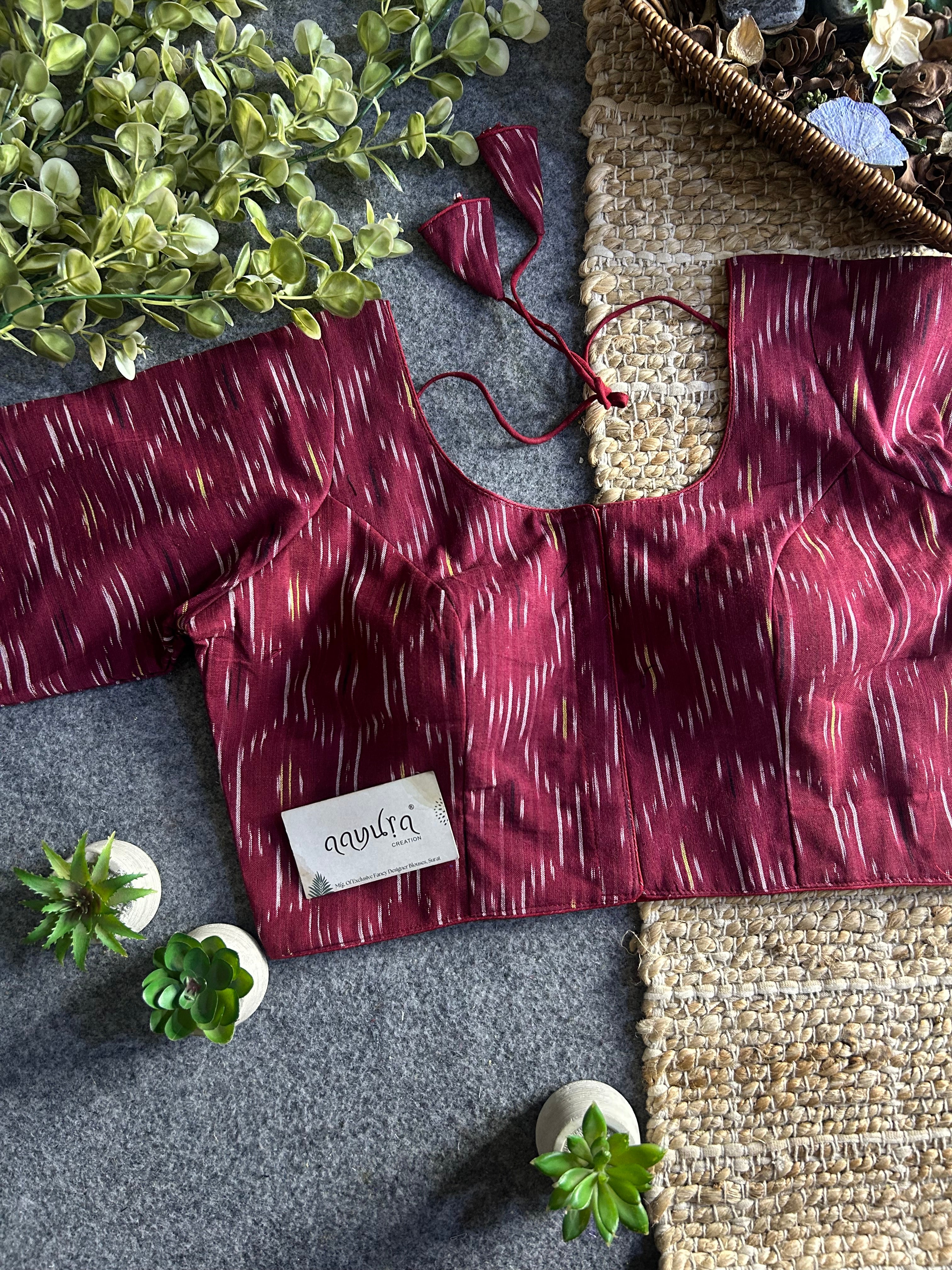 Classic Ikkath Designer Front-Open Blouse