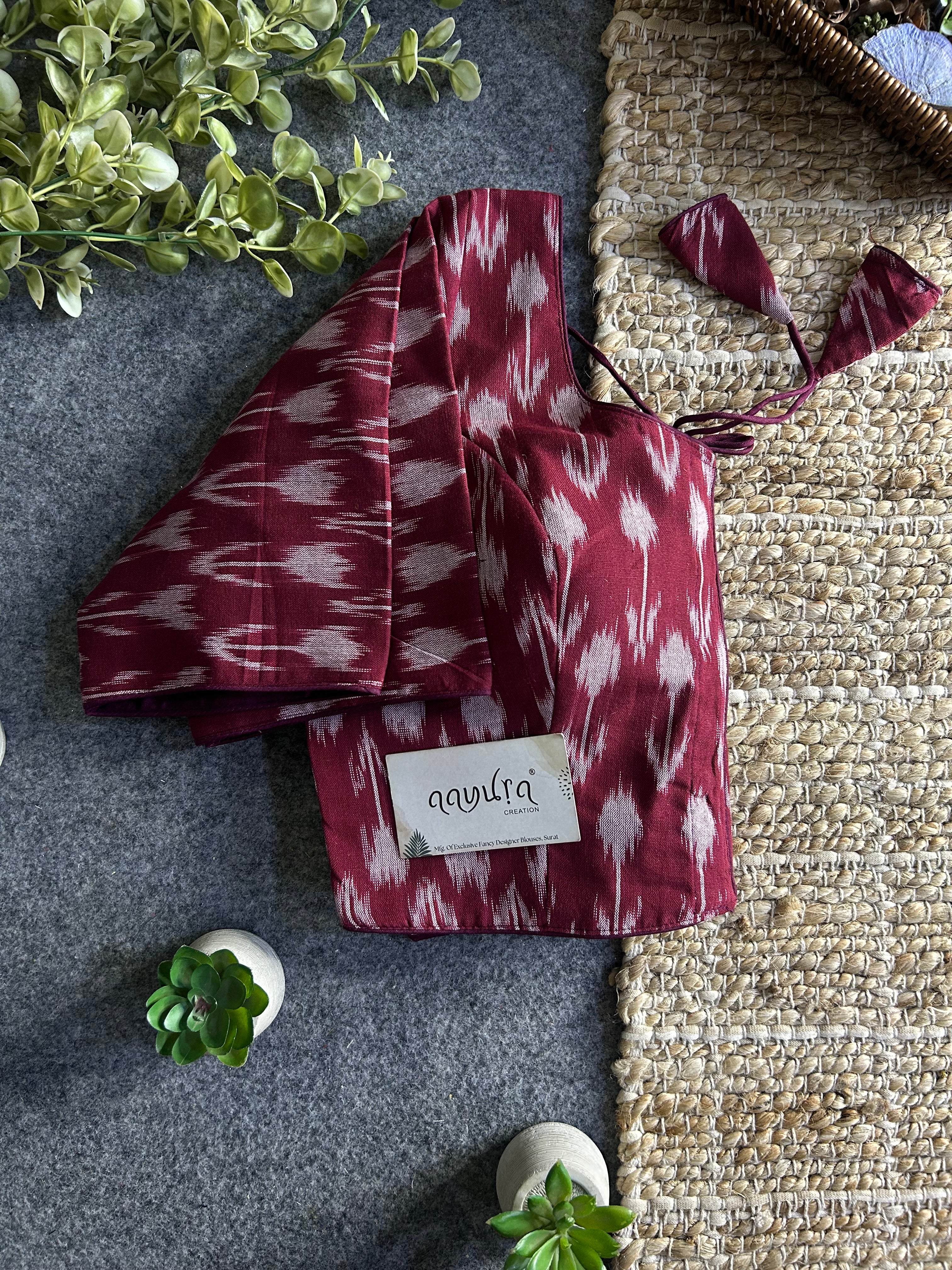 Classic Ikkath Designer Front-Open Blouse