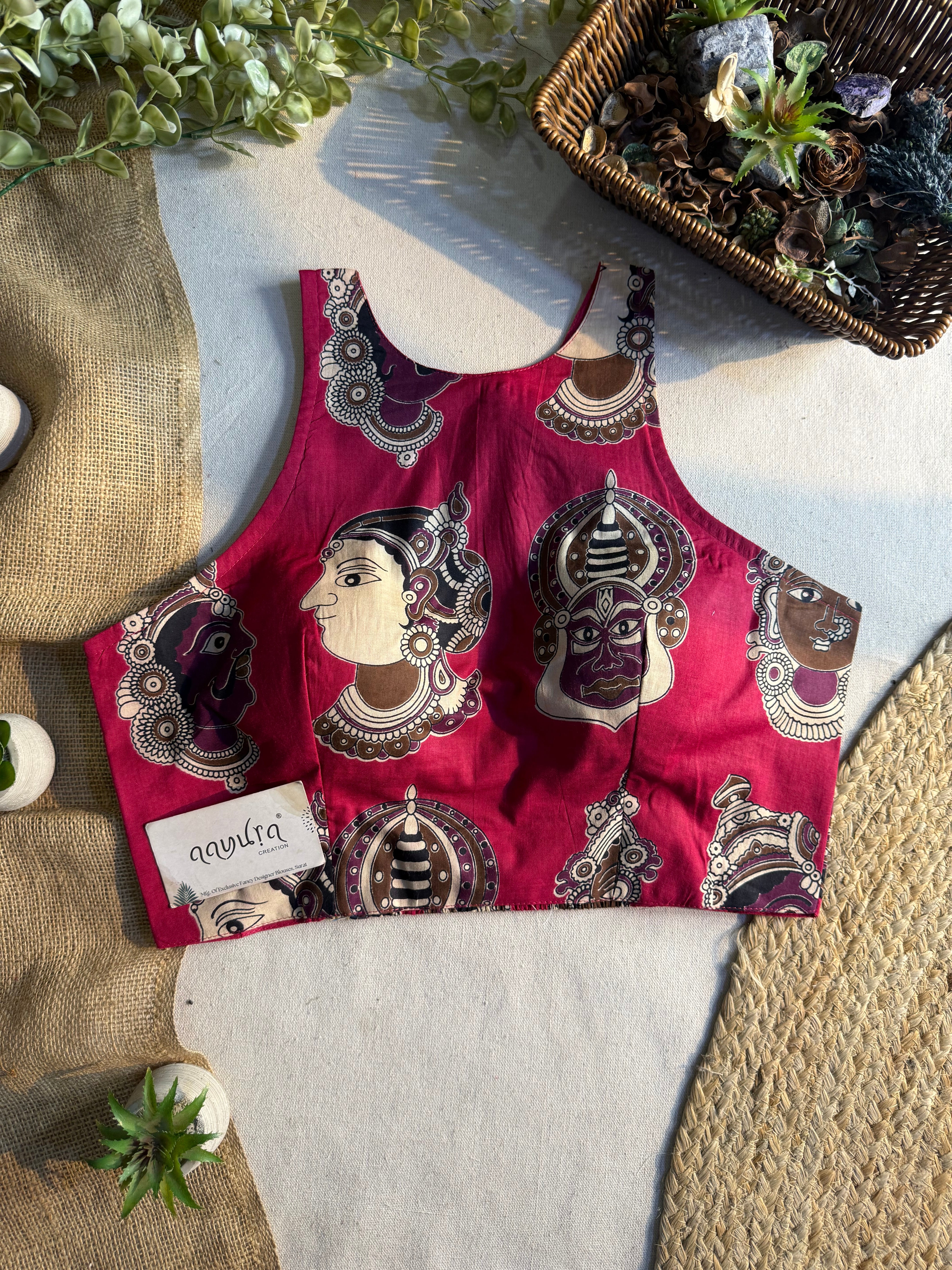 StyleEase Cotton Halter Designer Blouse
