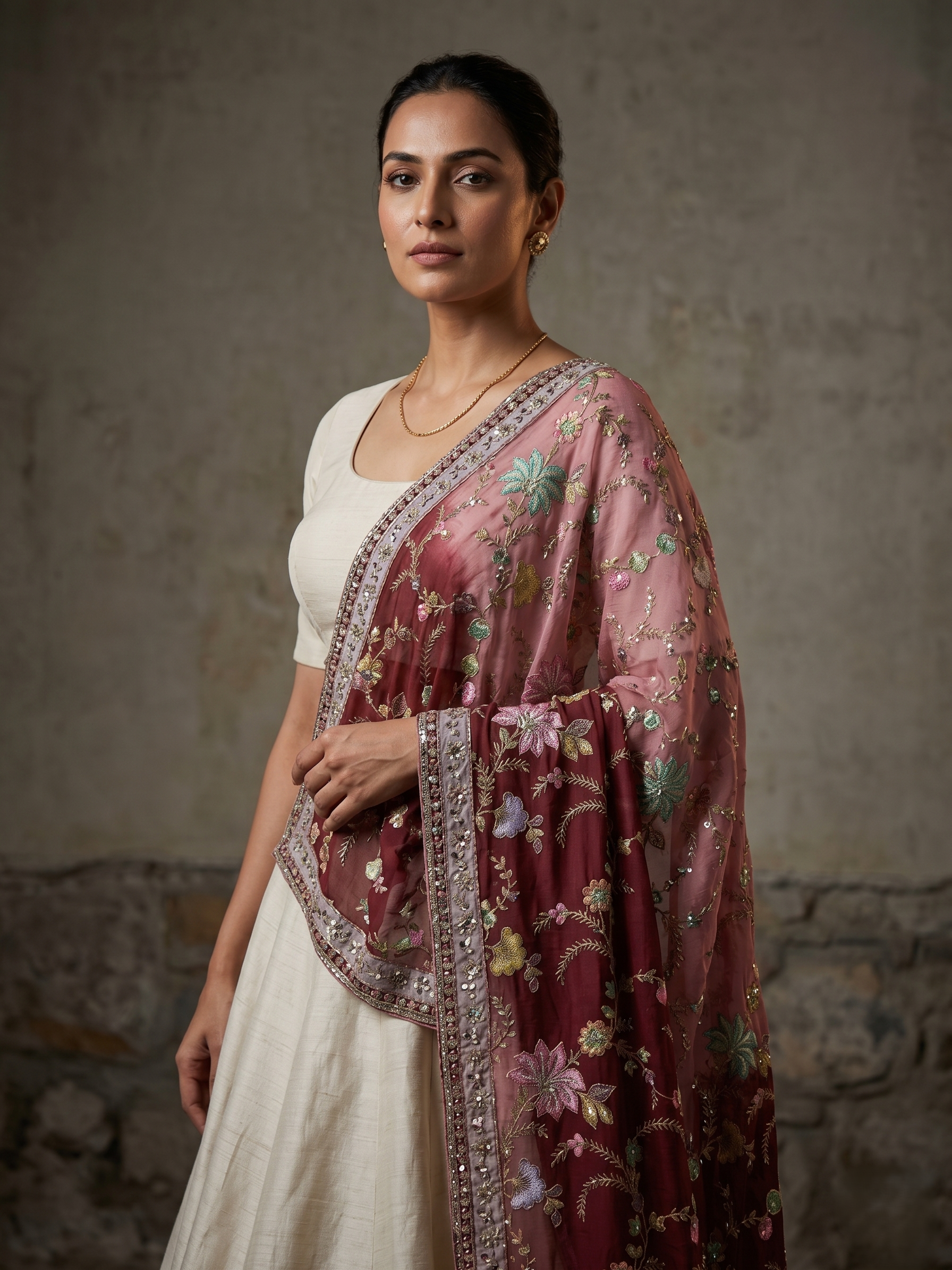 Veda Position Work Chinon Dupatta