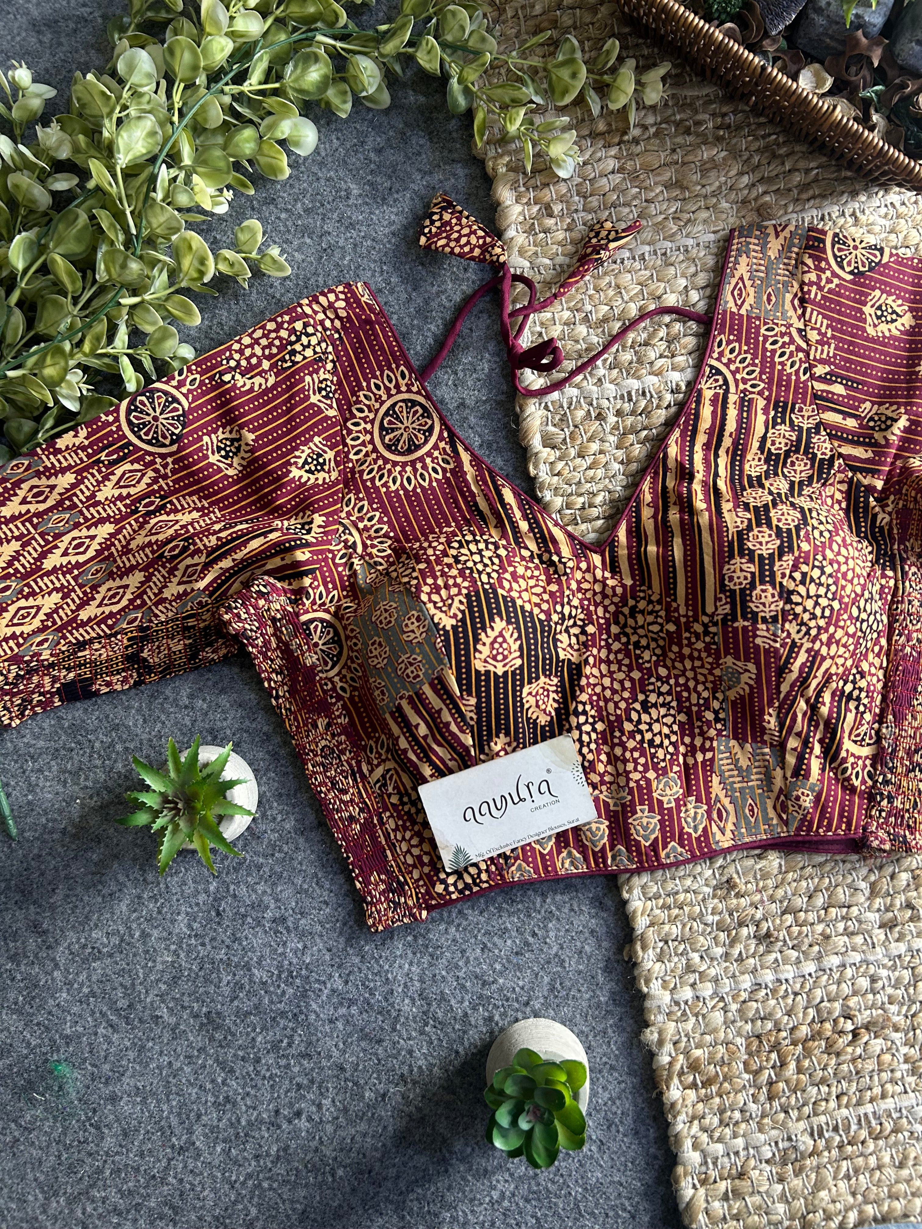 Comfort Fit Ajrakh Print Blouse
