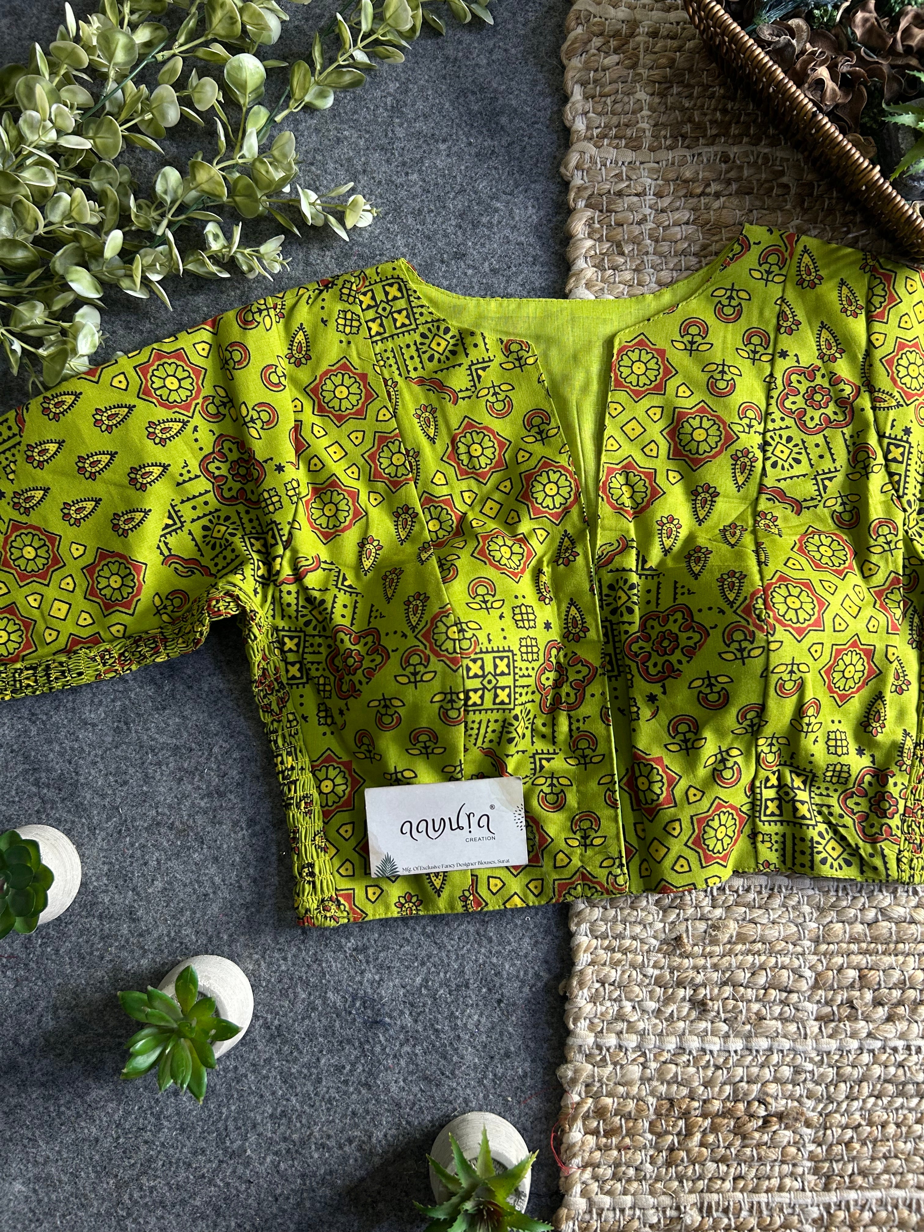 Comfort Fit Cotton Ajrakh Print Blouse