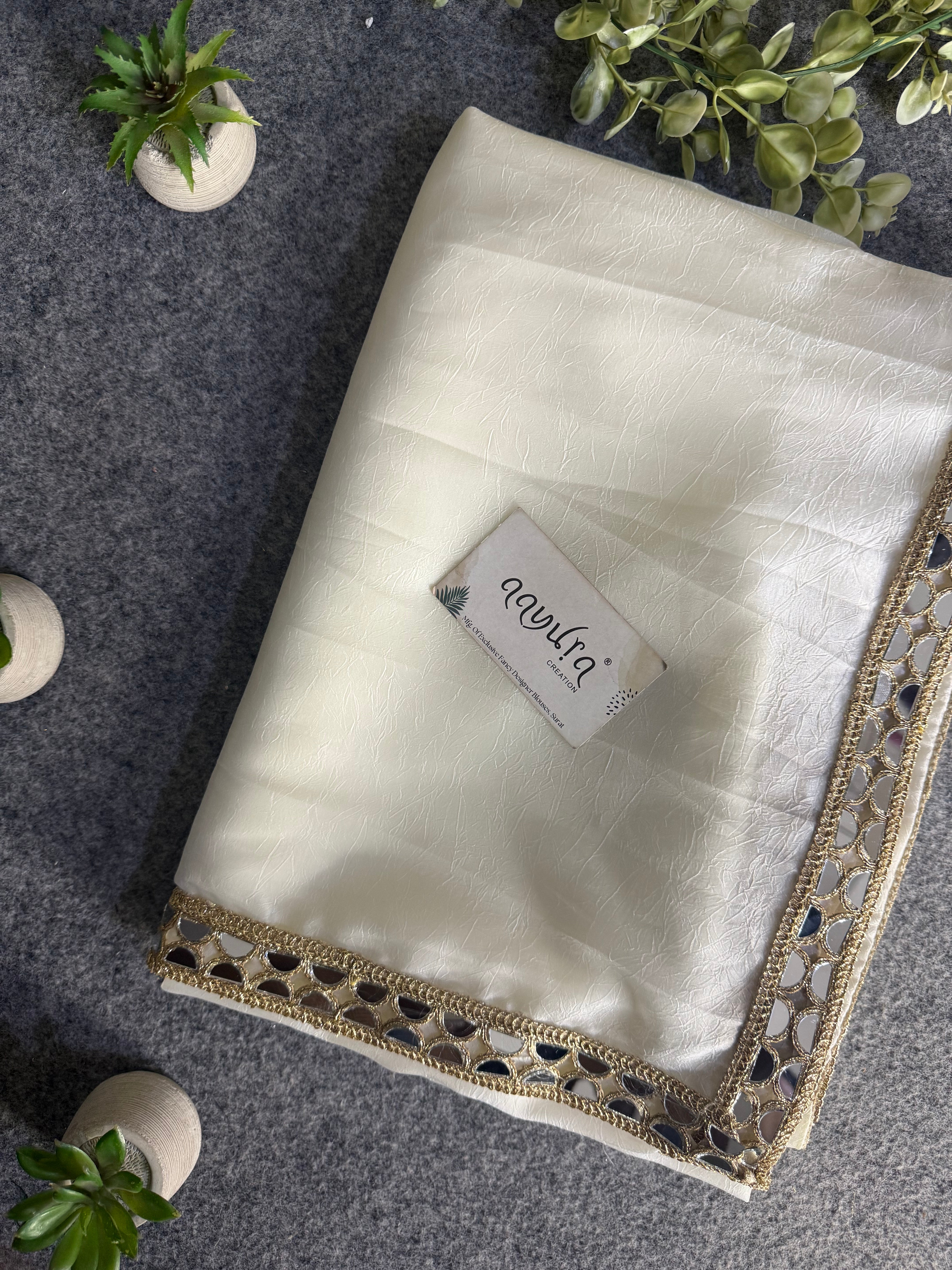 Luxury Beads & Mirror Silk Blouse Saree Combo