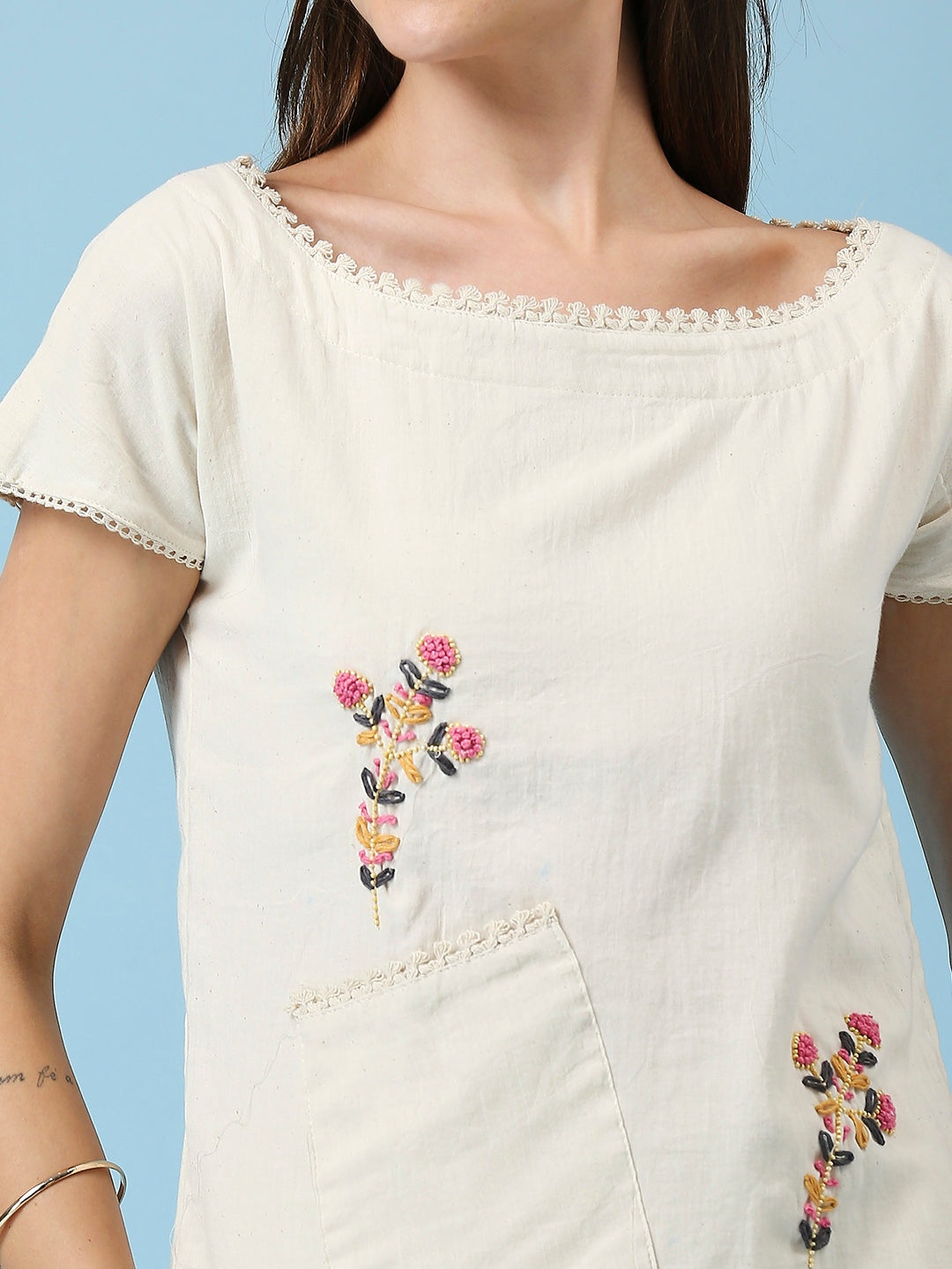 Embroidered Khadi Cotton Summer Top