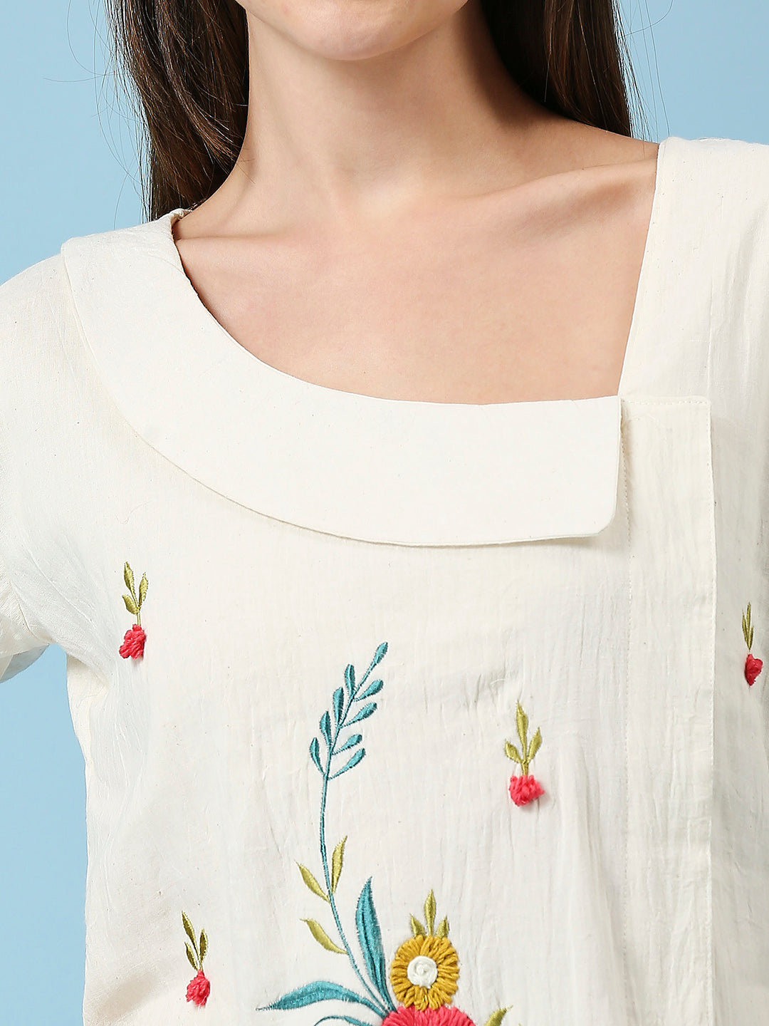 Embroidered Khadi Cotton Summer Top