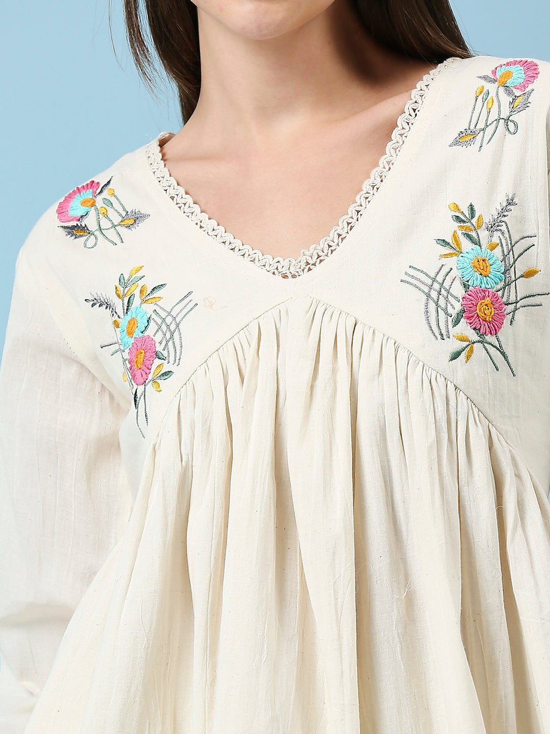 Embroidered Khadi Cotton Summer Top
