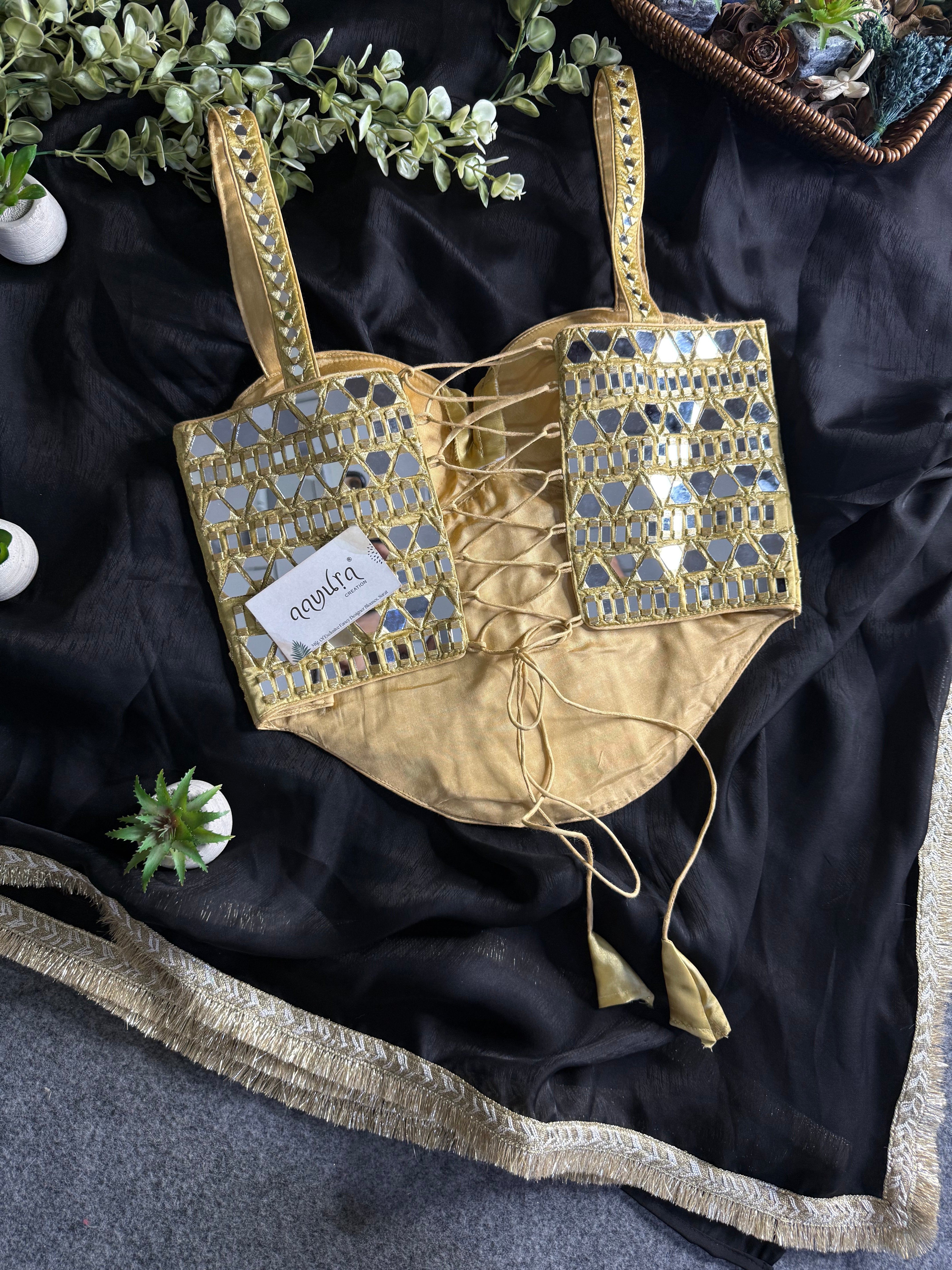 Luxe Bloom Burberry Satin Silk Saree Set