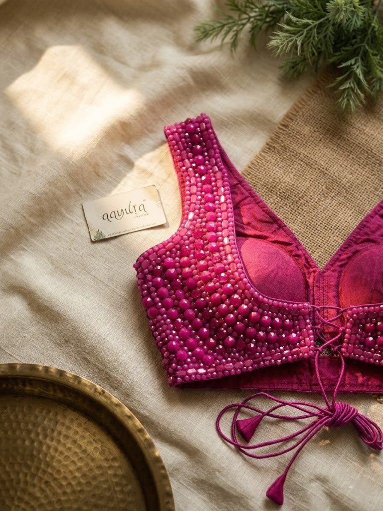 Elegant Pearl Bead Designer Blouse