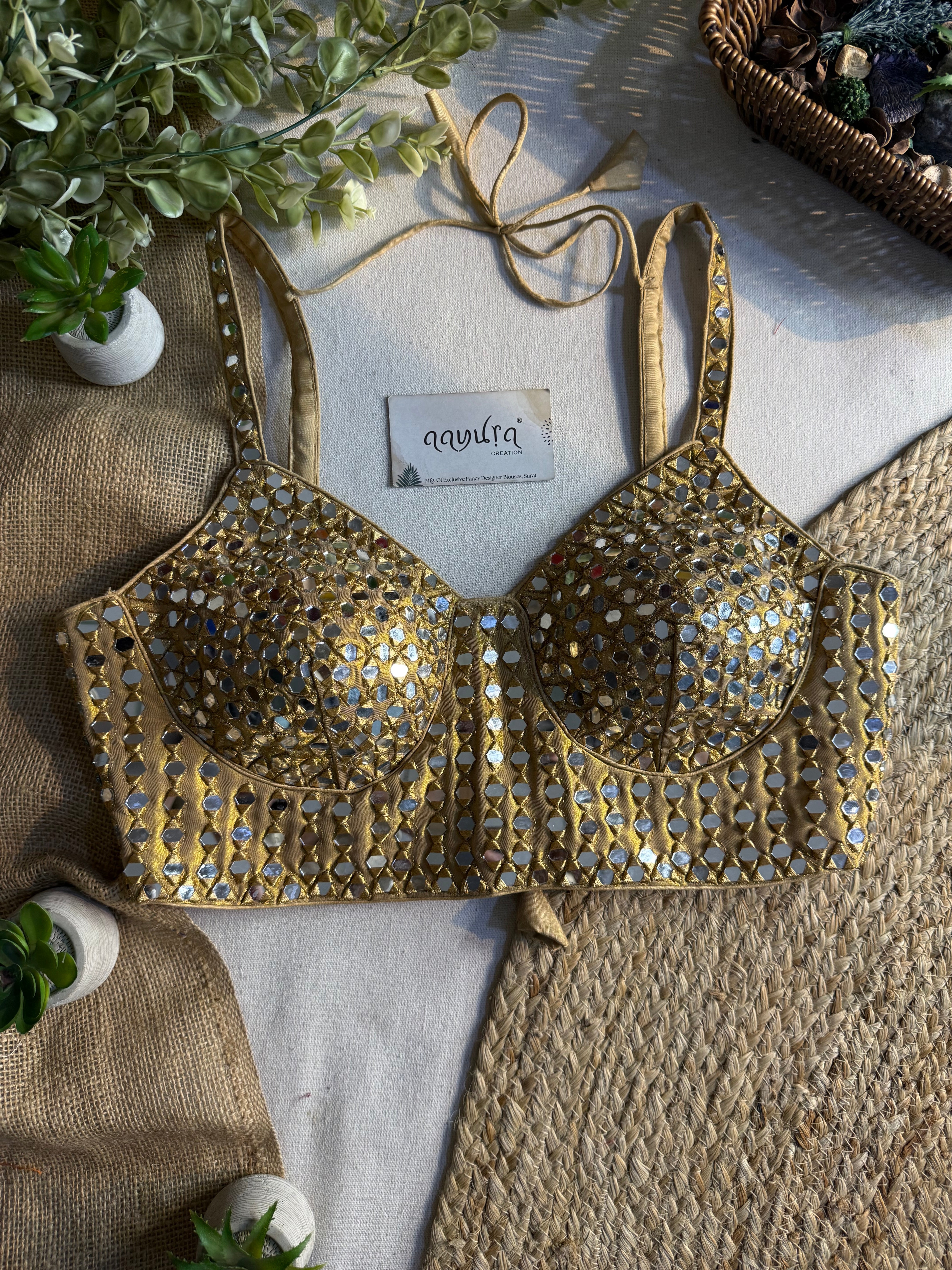 JASHN MIRROR WORK STRAP BLOUSE