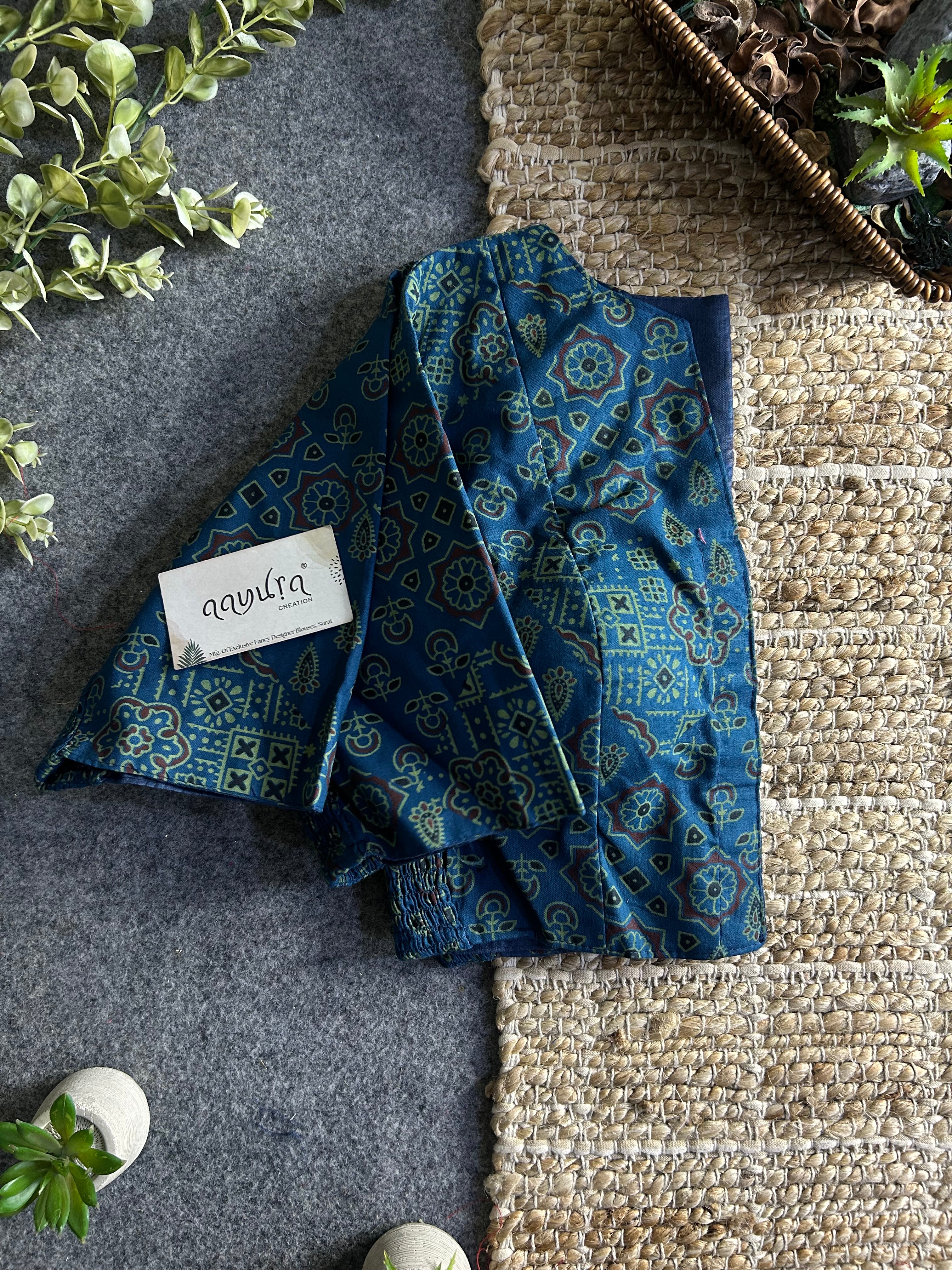 Comfort Fit Cotton Ajrakh Print Blouse