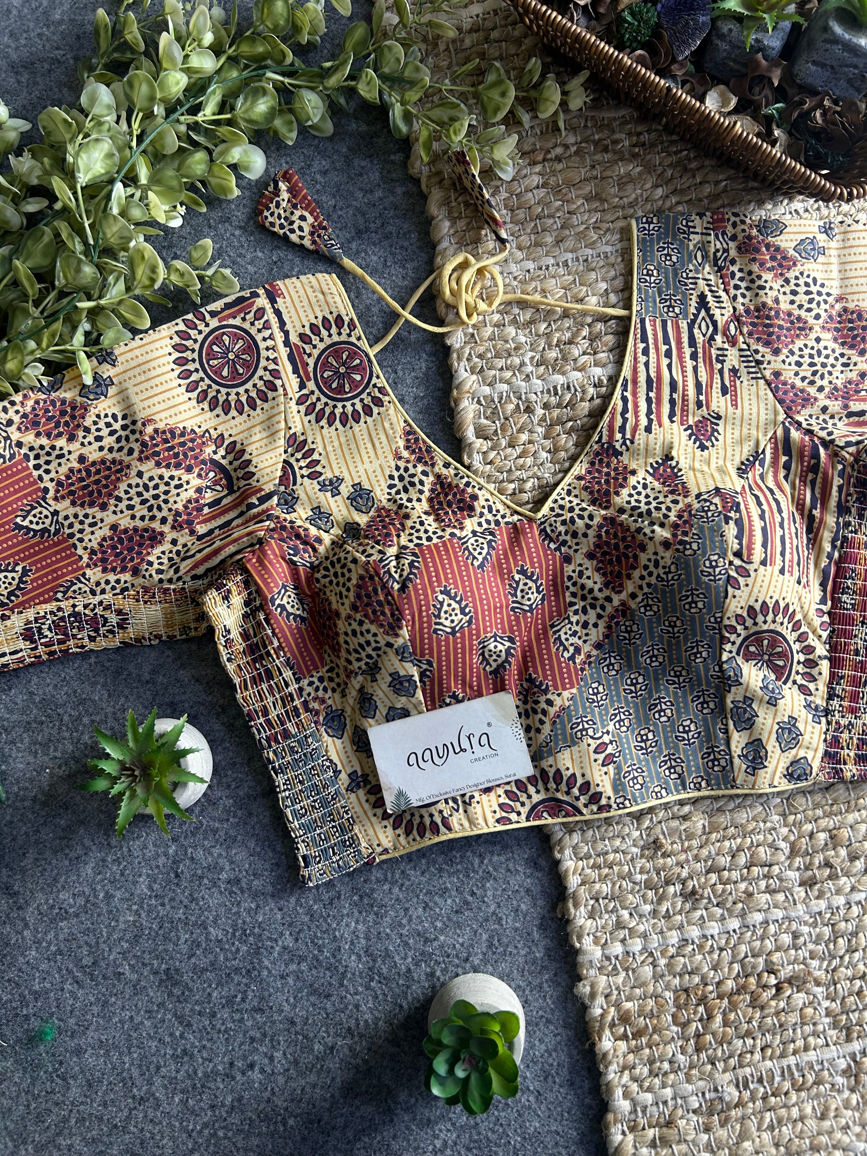 Comfort Fit Ajrakh Print Blouse