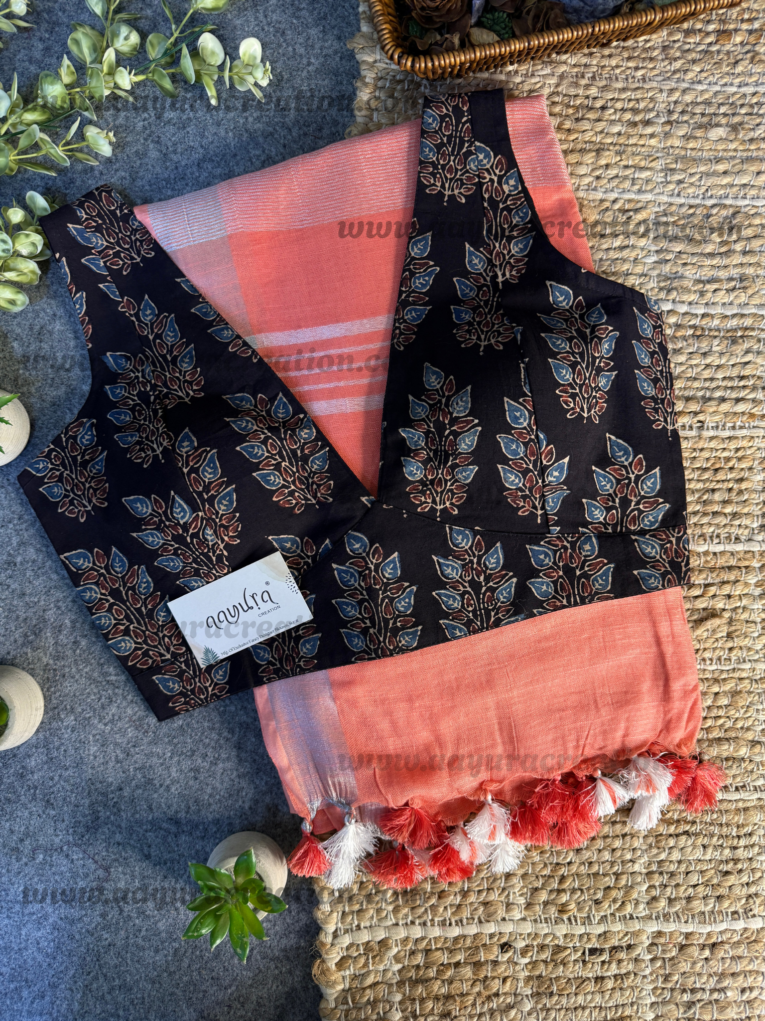 Ajrakh Vibe – Linen Grace Combo