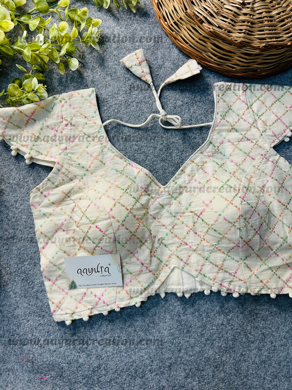 KHADI CAP SLEEVES BLOUSE