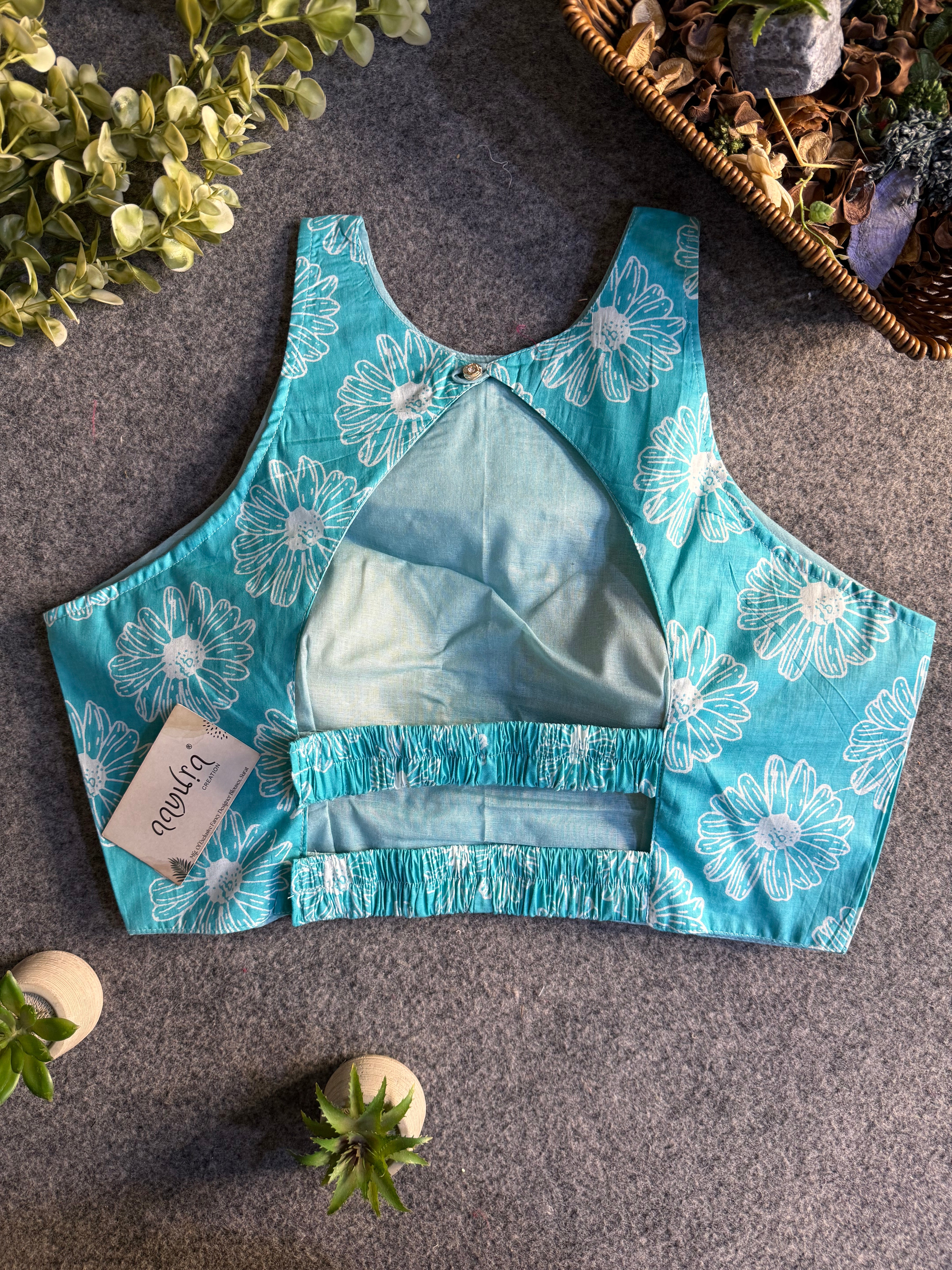 StyleEase Cotton Halter Designer Blouse