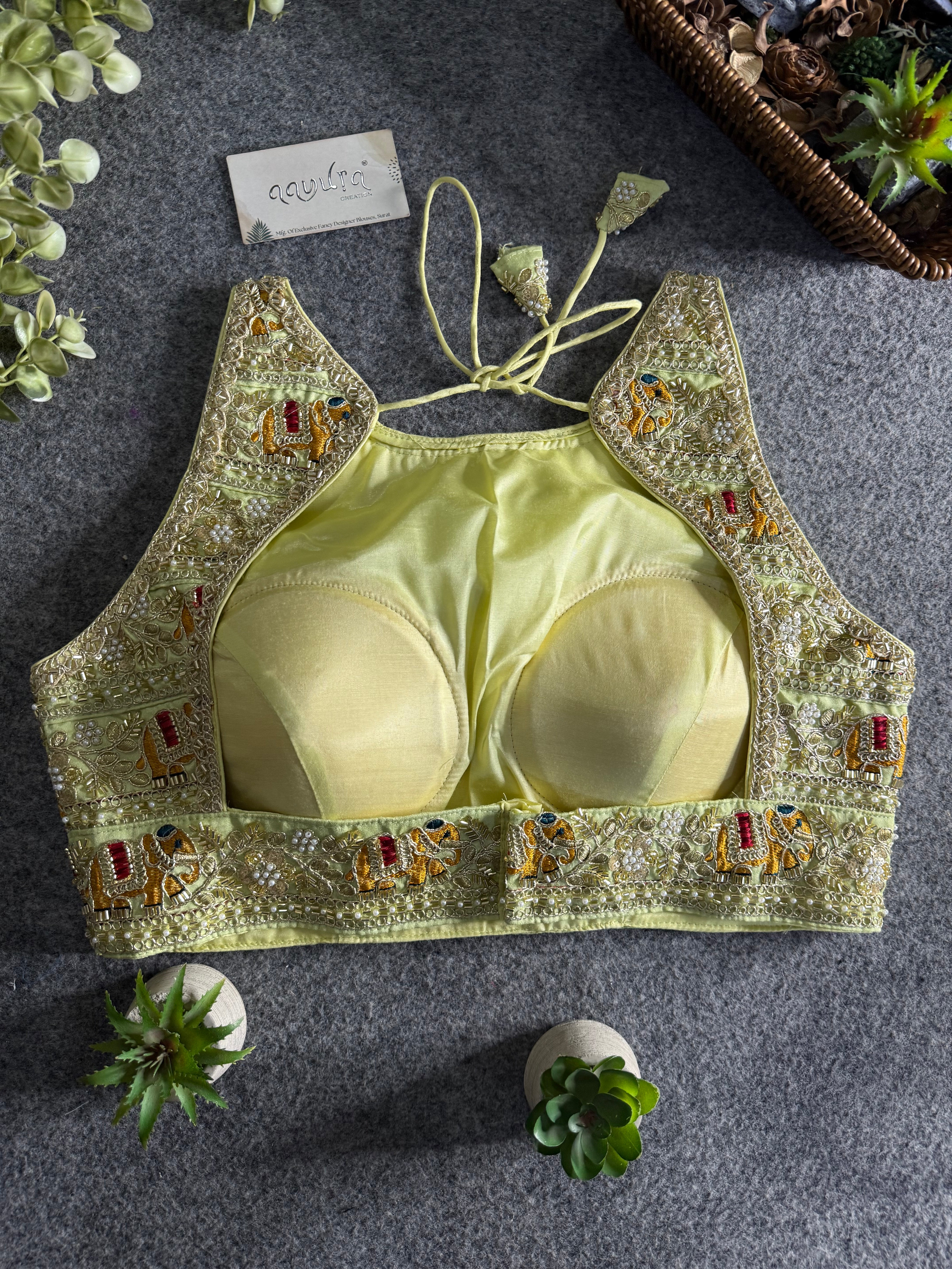 Elegant Sequence Embroidery Lace Work Blouse