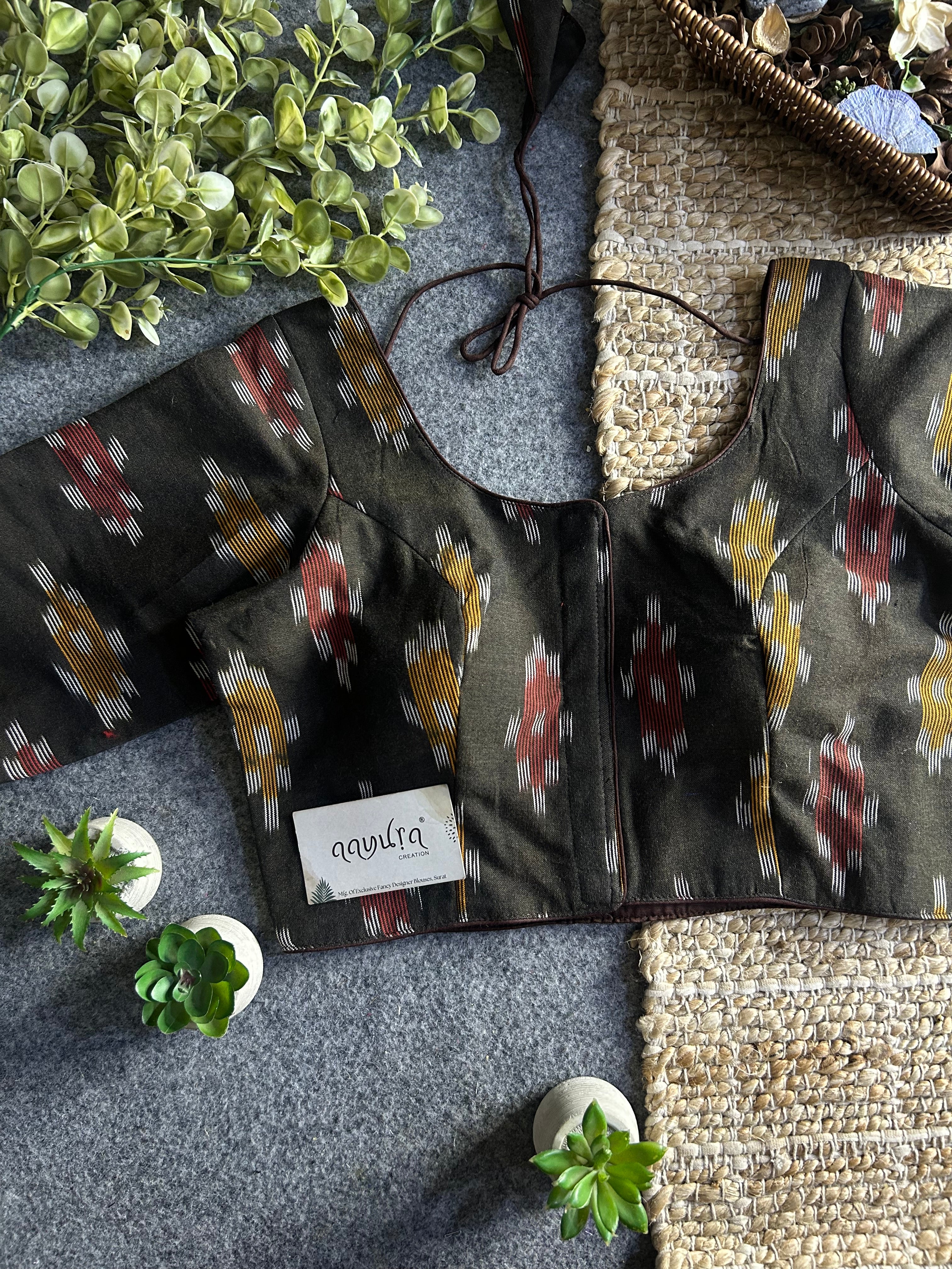 Classic Ikkath Designer Front-Open Blouse