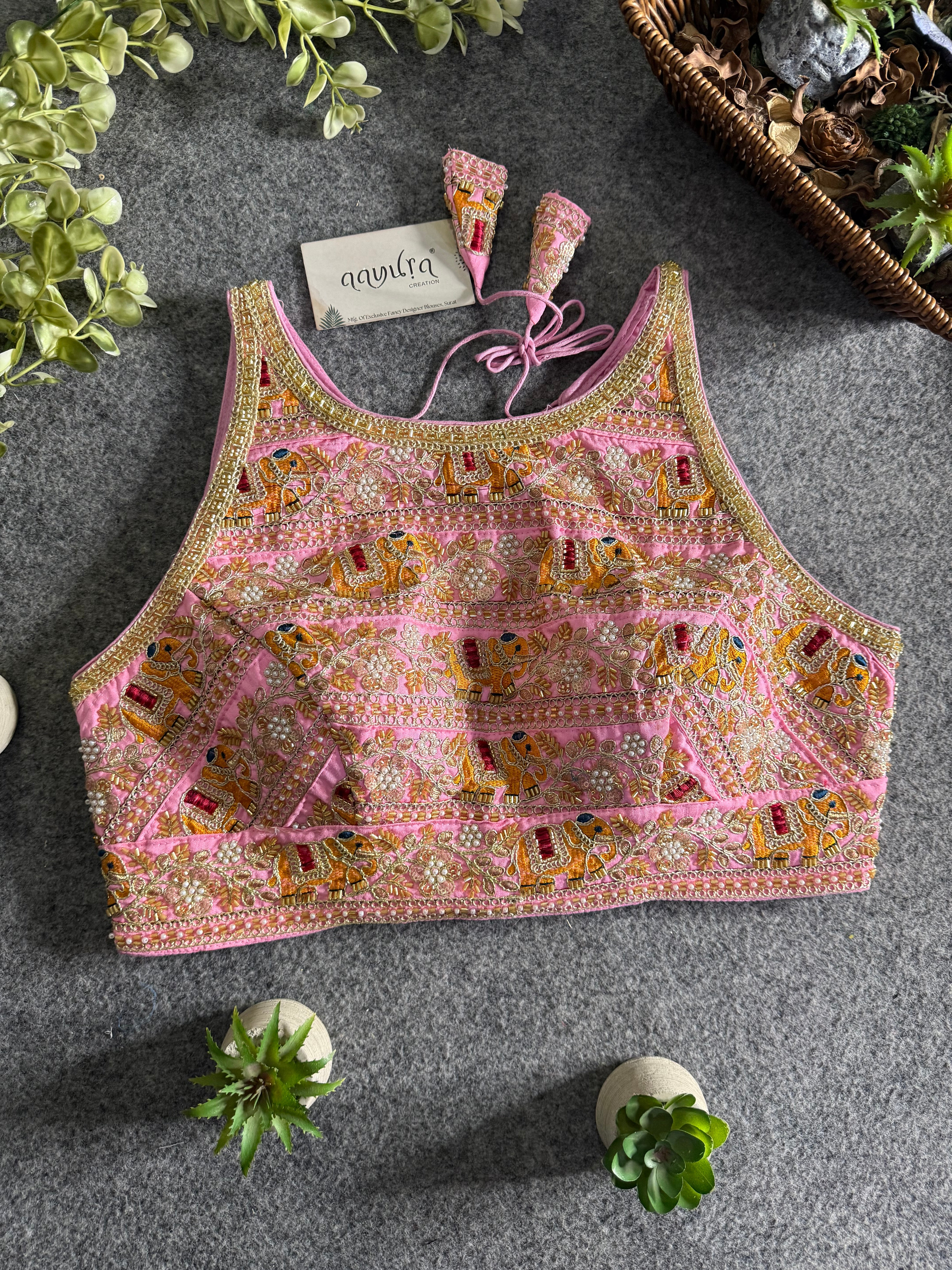 Elegant Sequence Embroidery Lace Work Blouse