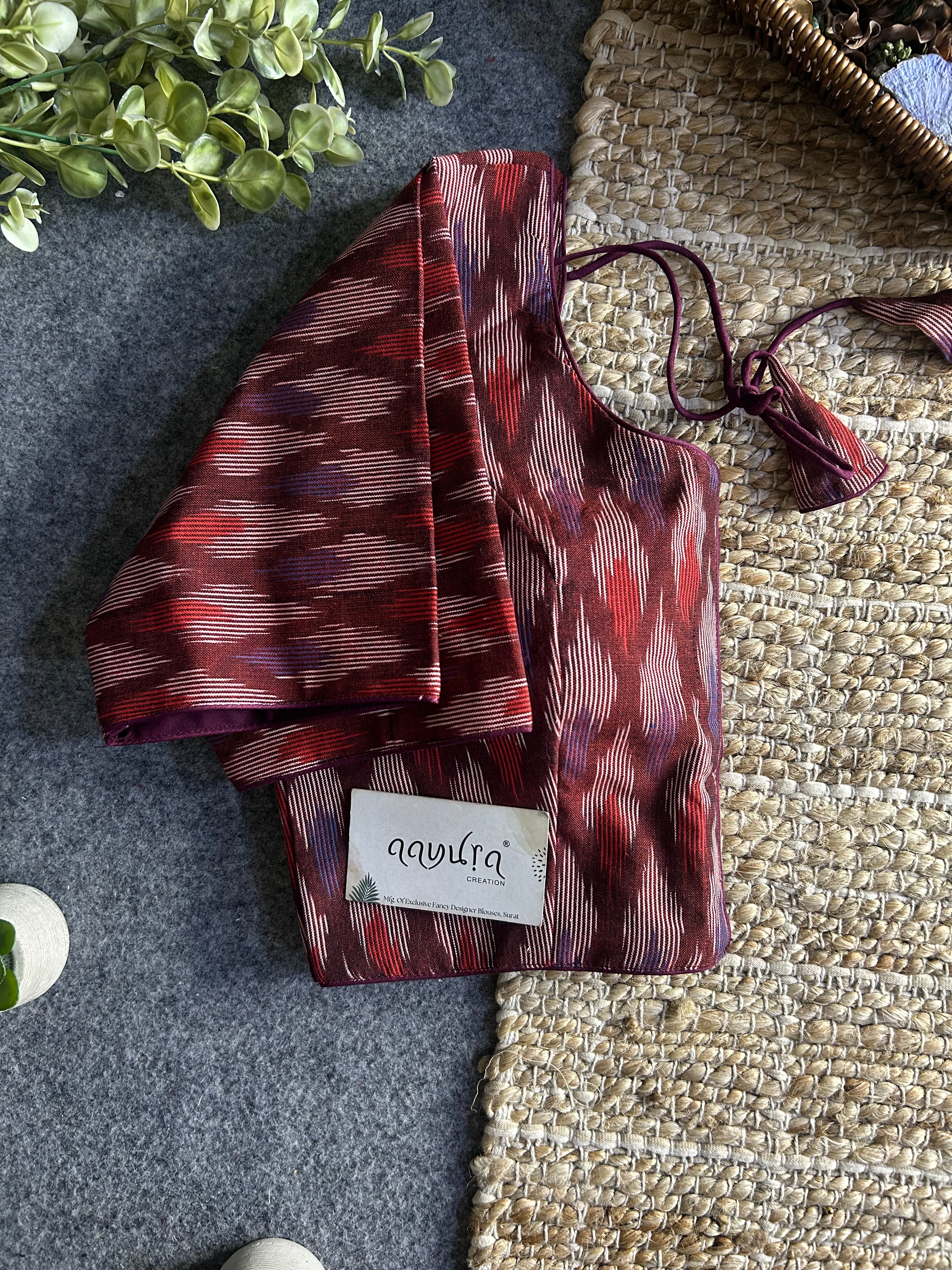 Classic Ikkath Designer Front-Open Blouse