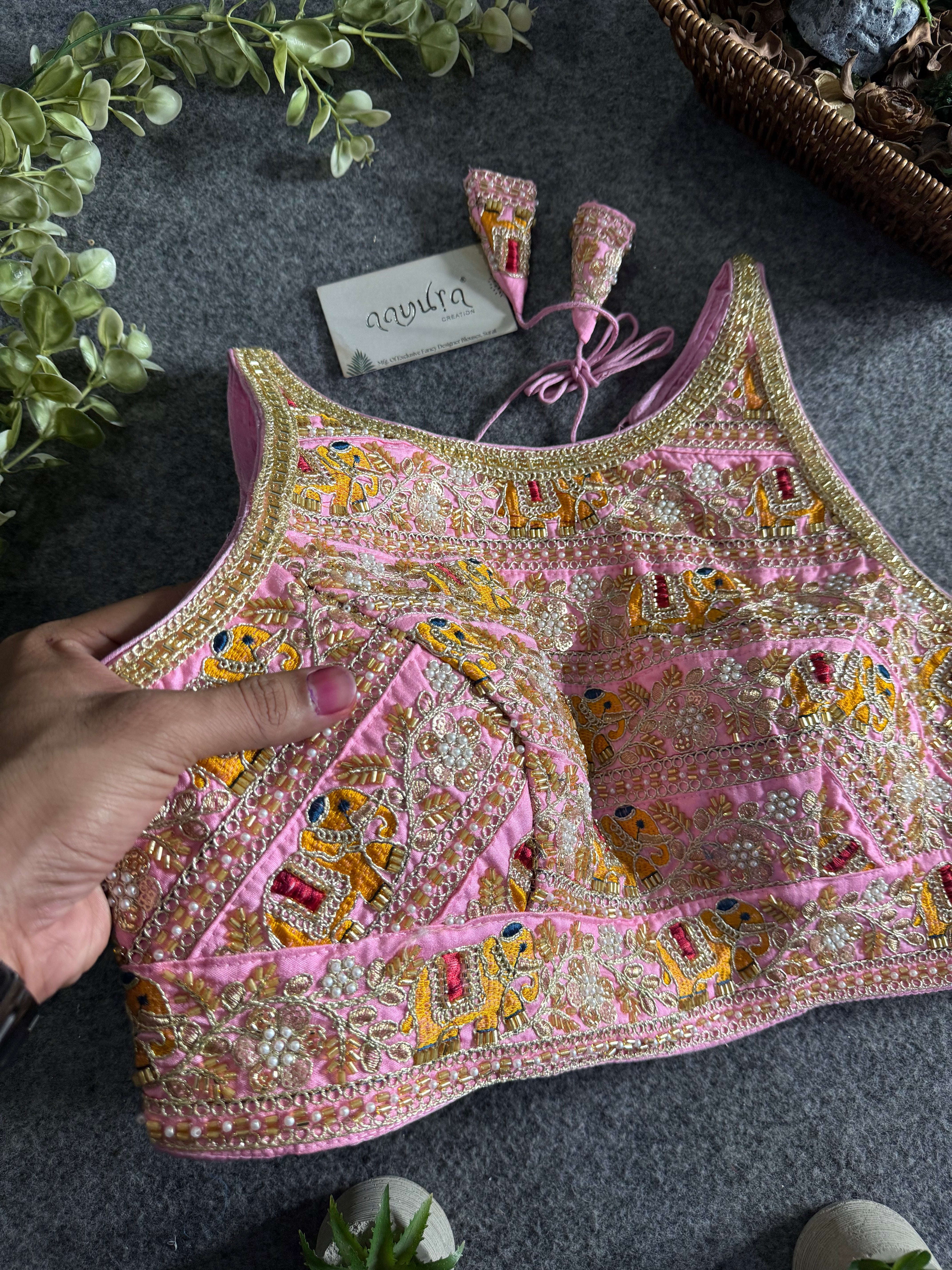 Elegant Sequence Embroidery Lace Work Blouse