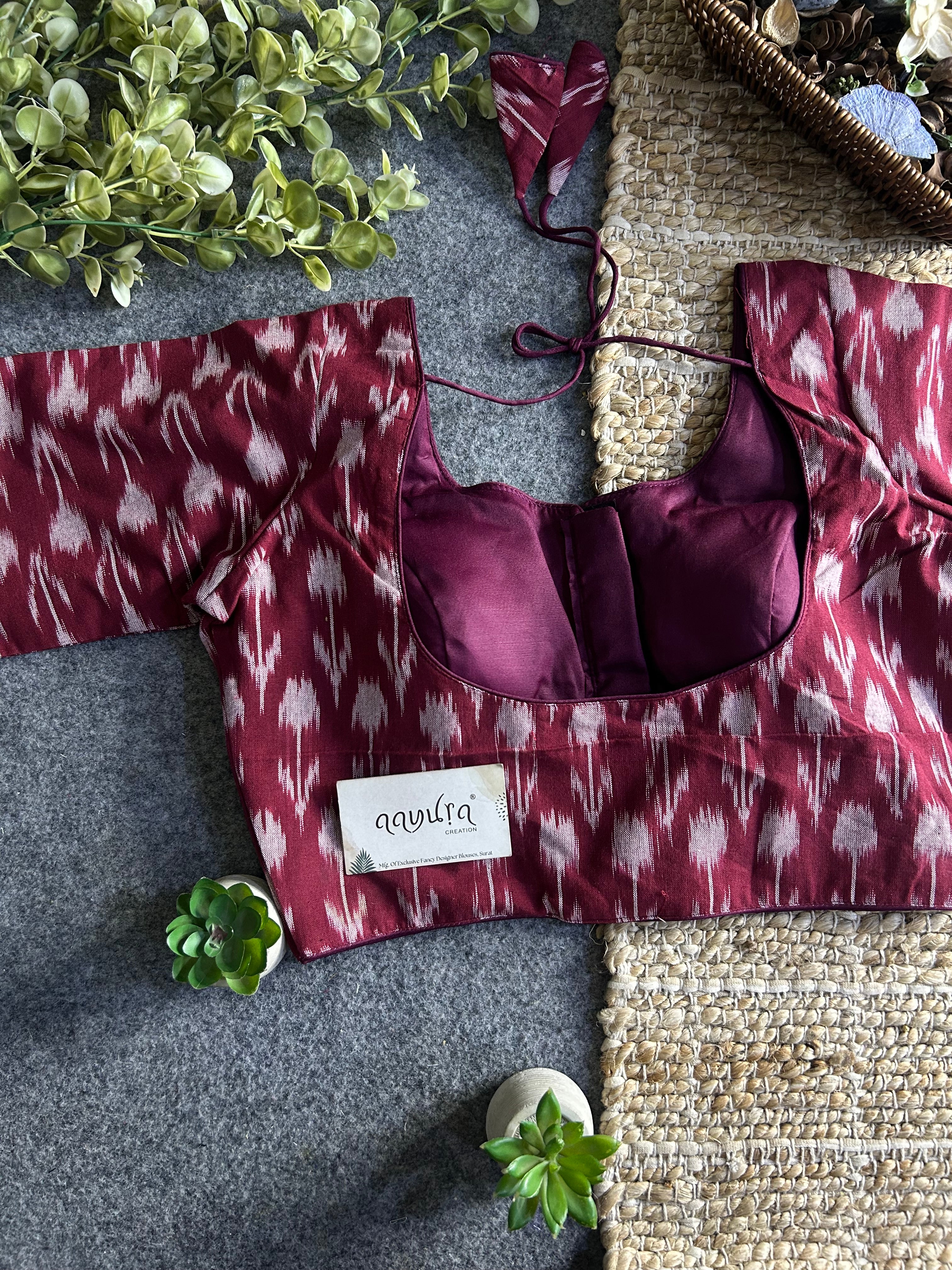 Classic Ikkath Designer Front-Open Blouse