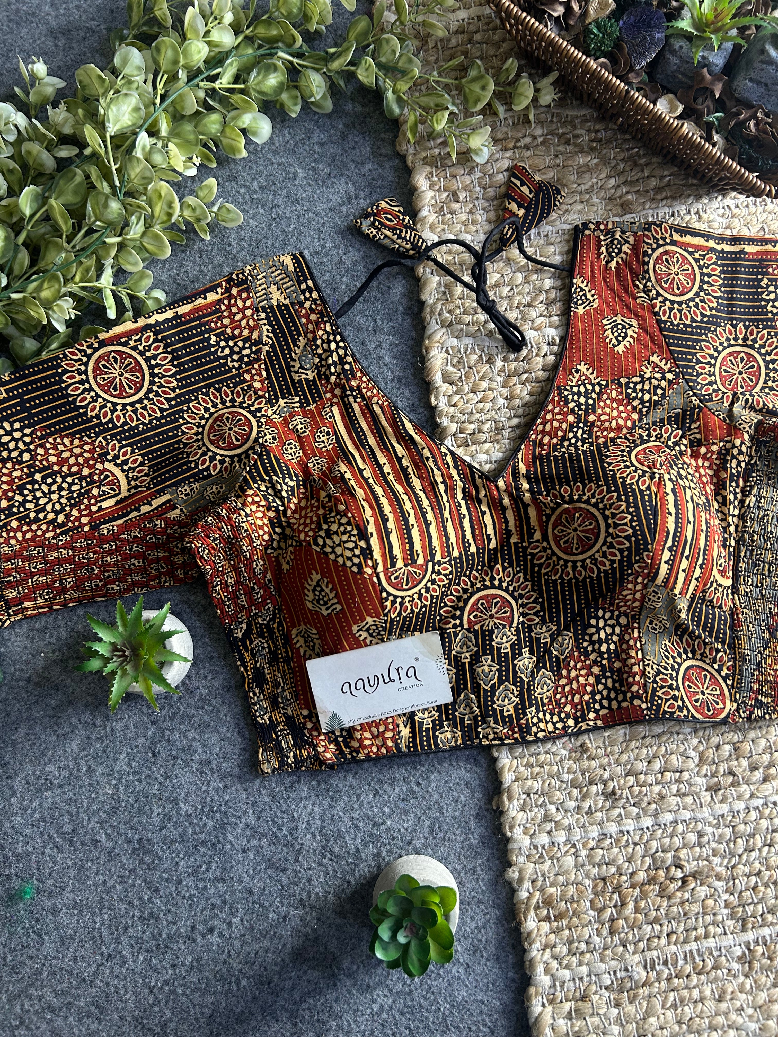 Comfort Fit Ajrakh Print Blouse